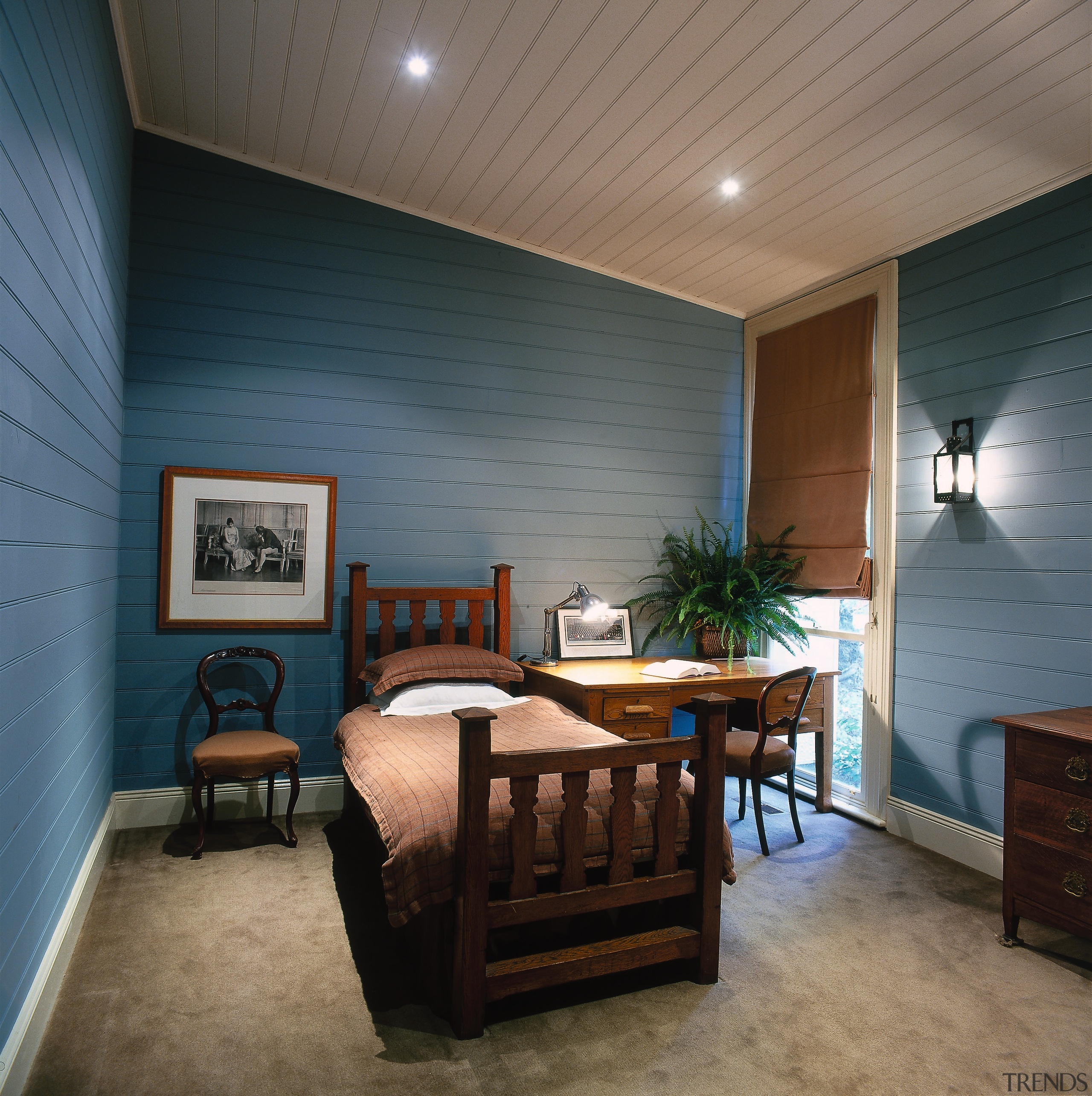 The view of a bedroom - The view ceiling, floor, home, interior design, living room, real estate, room, wall, wood, black