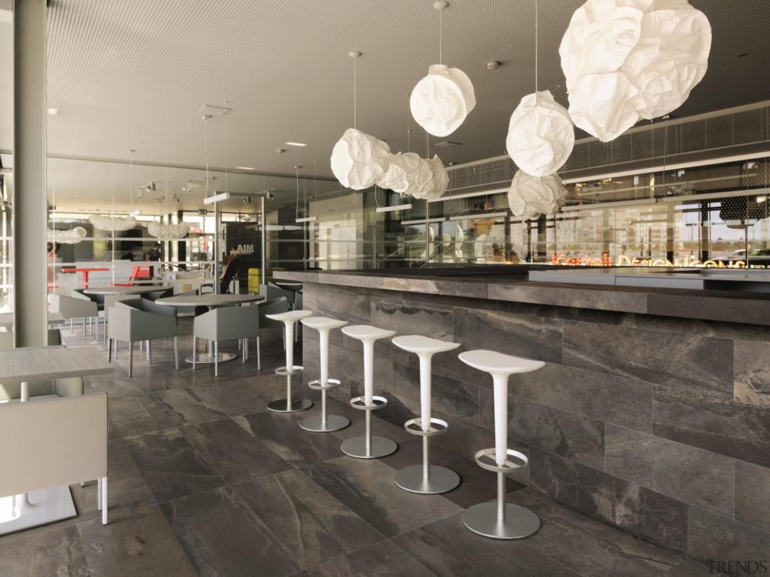 Stunning natural stone large format tiles reproduced in interior design, gray, black