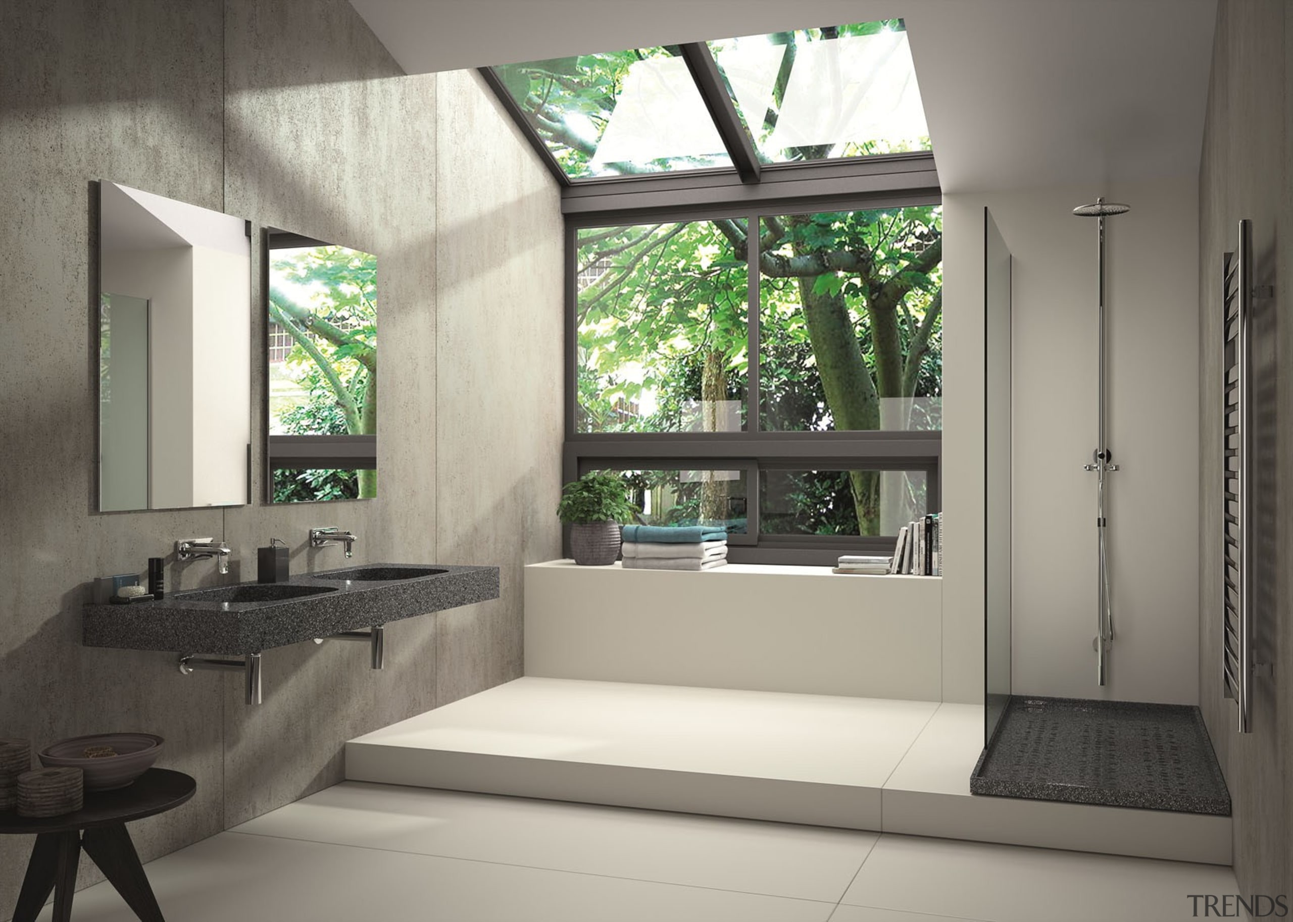 Ambiente baño vivienda - Lavabo Exclusive Silestone color architecture, bathroom, house, interior design, window, gray