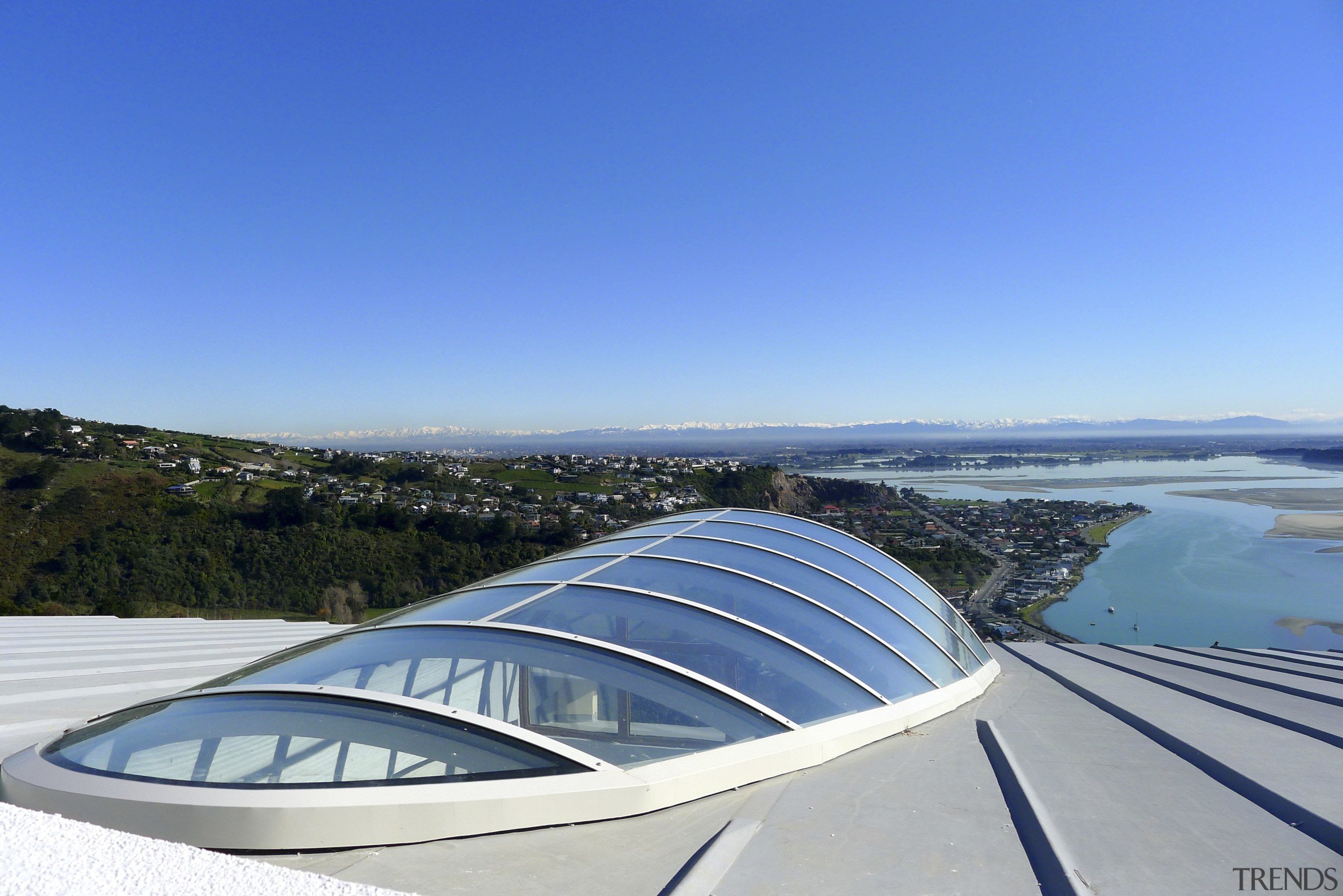 Here is a view of a new innovative architecture, daylighting, fixed link, mode of transport, sea, sky, water, water resources, teal