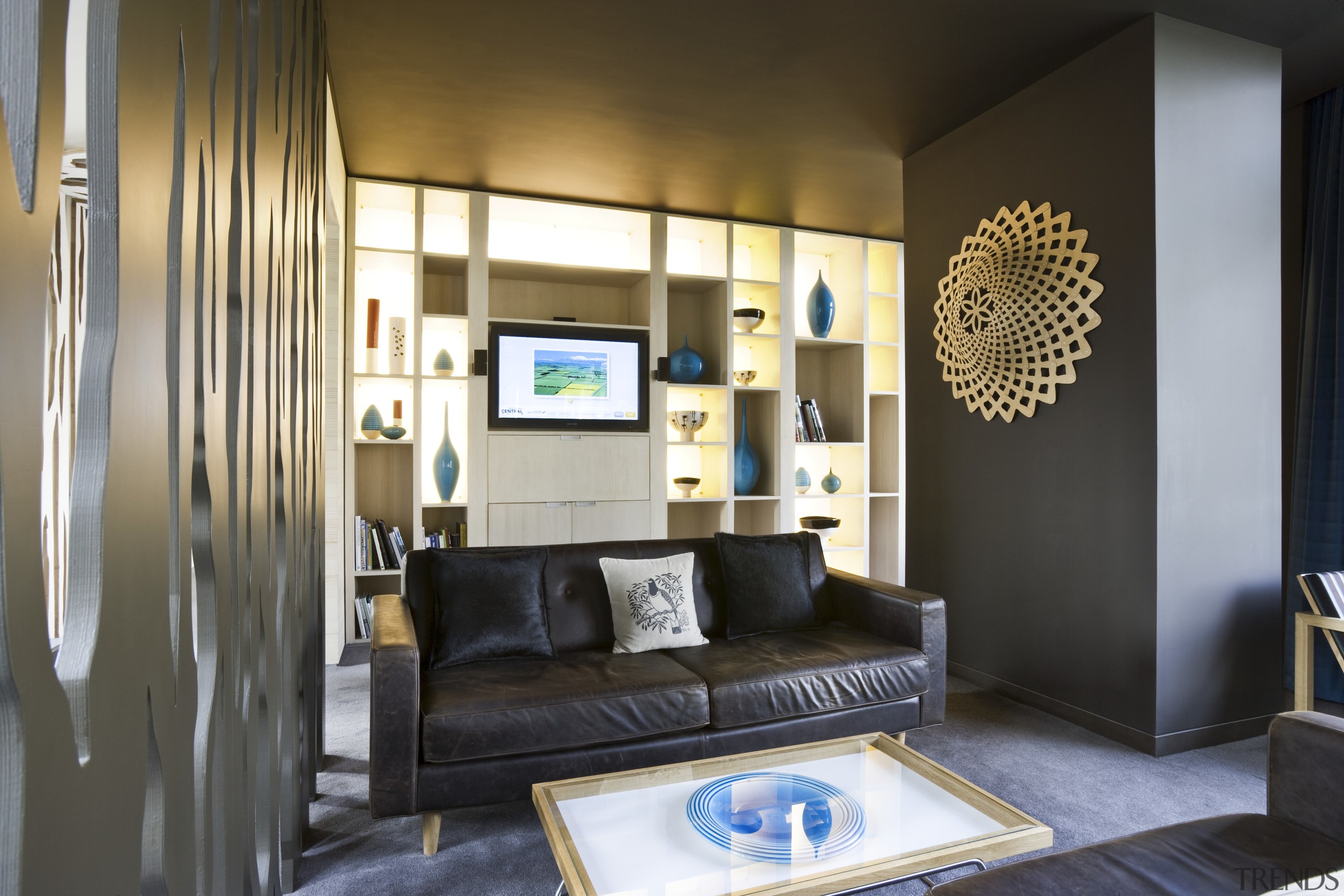 View of a lounge area at the NZ ceiling, interior design, living room, room, suite, black, brown