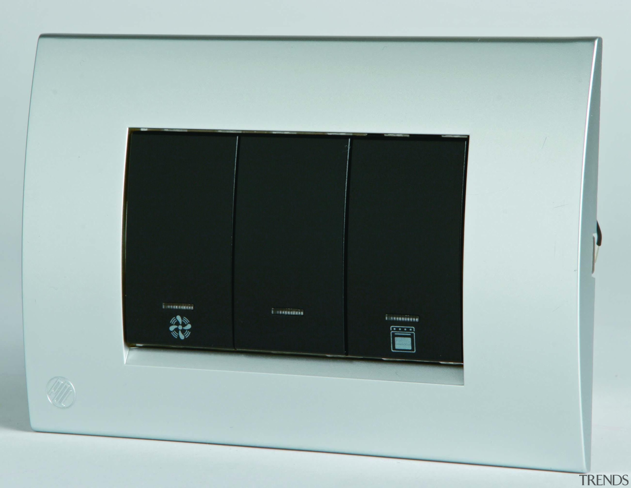 Modena triple switch, light, fan, oven - Black display device, electronic device, technology, white