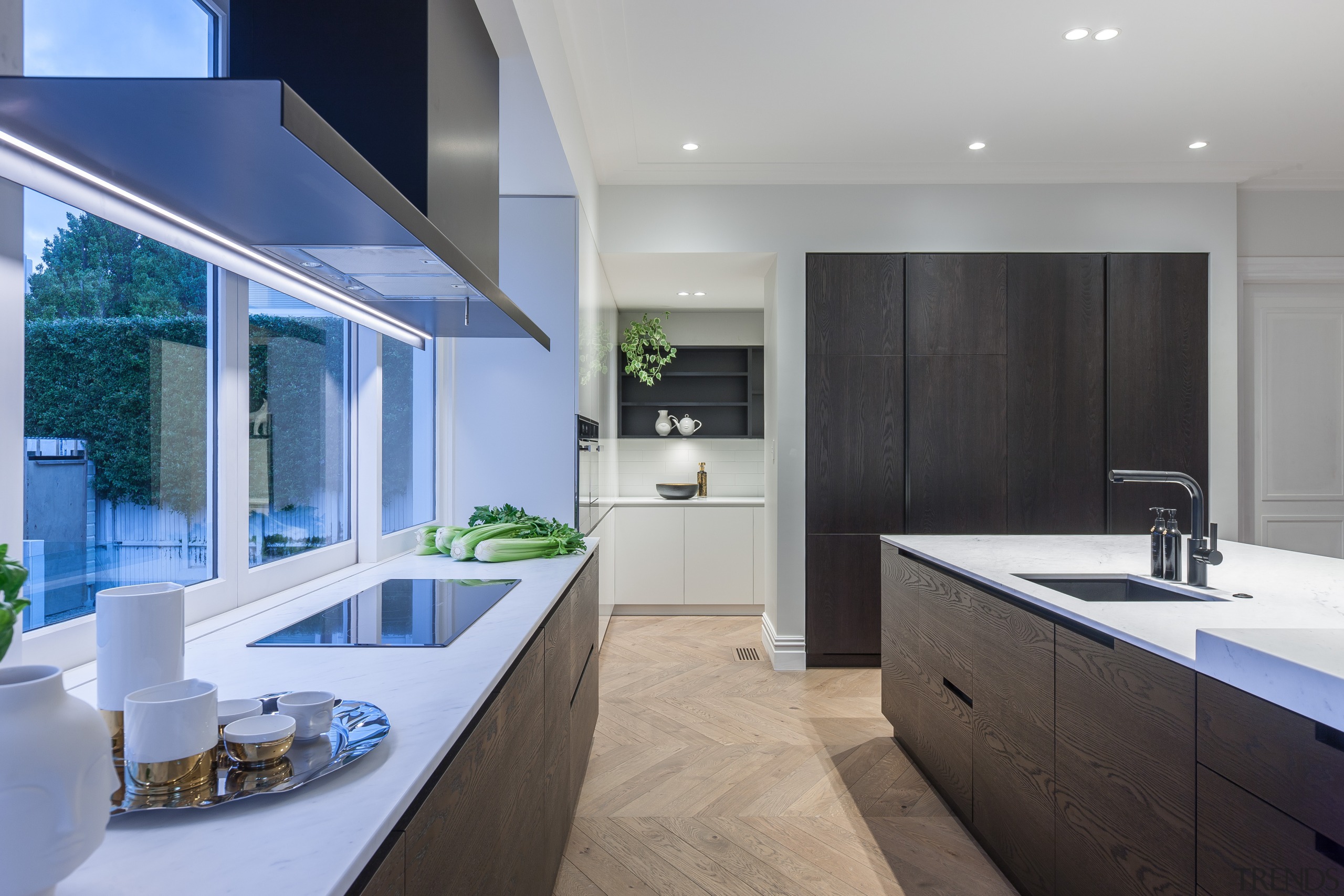 Detailing was important to assimilating this new kitchen architecture, countertop, interior design, kitchen, real estate, room, gray, teal