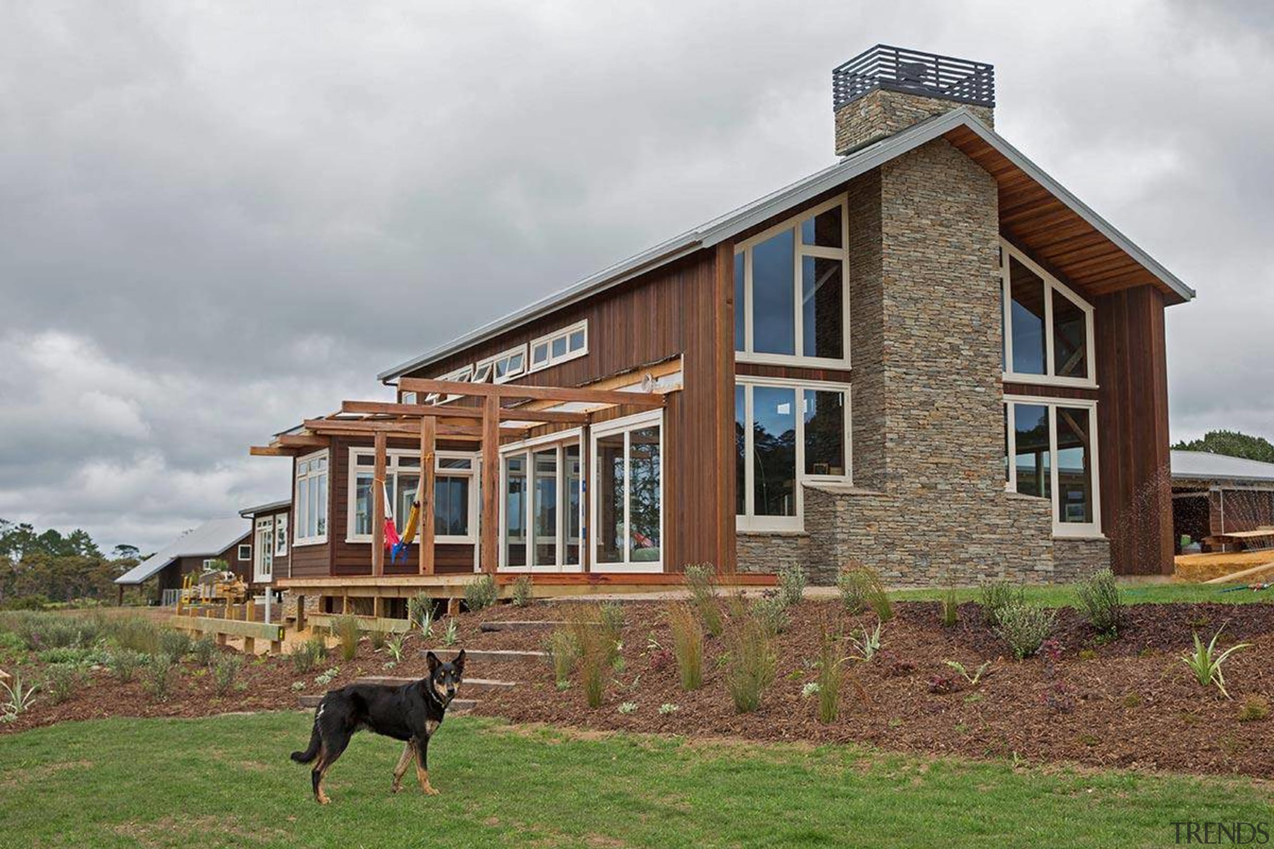 Historic New York barn incorporated into new contemporary cottage, elevation, estate, facade, farmhouse, home, house, log cabin, property, real estate, siding, gray, brown