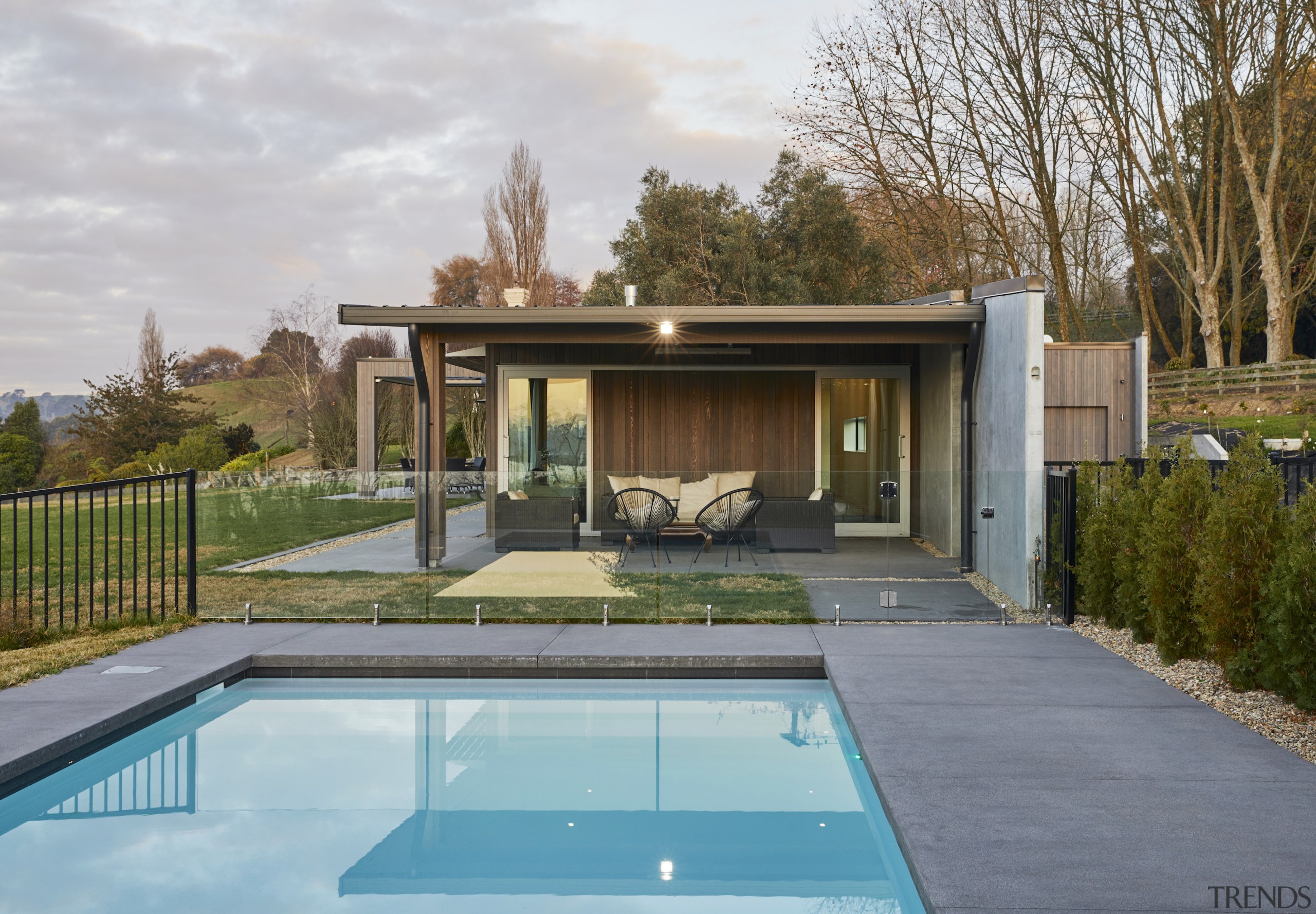 The pool is an extension of the home's 