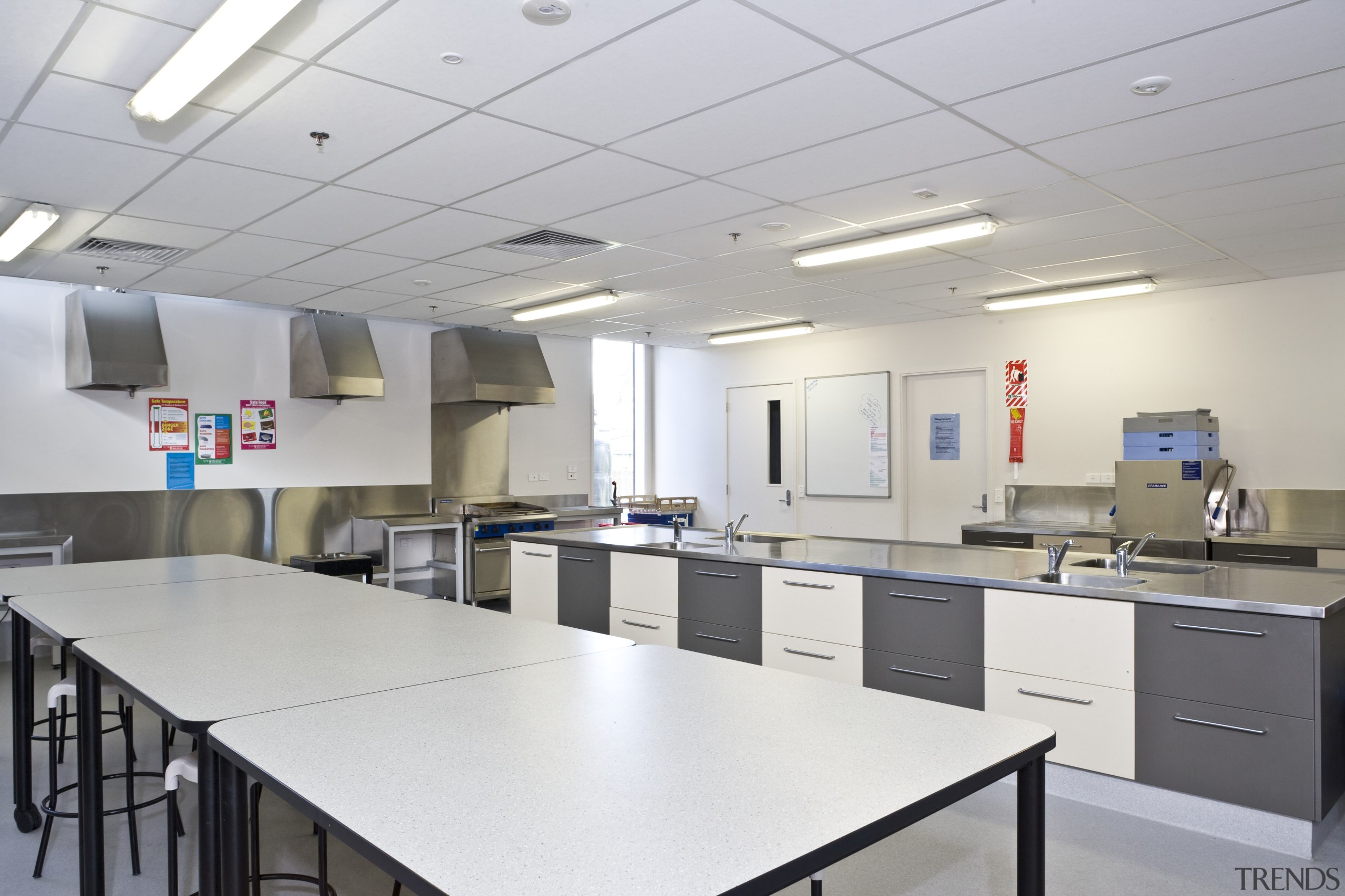 Image of Te Whanau o Tupuranga school which ceiling, classroom, daylighting, institution, interior design, office, product design, gray