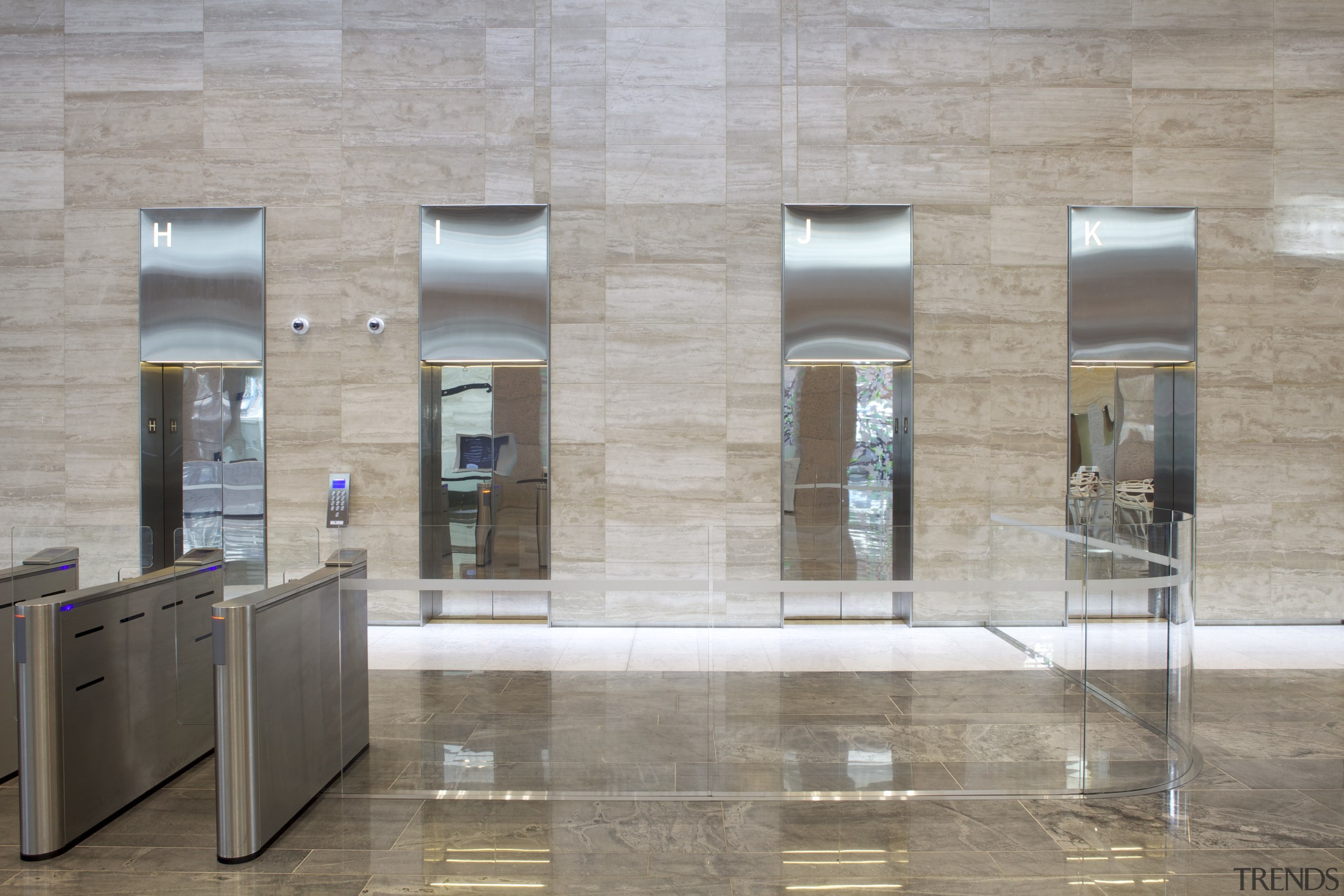 The regeneration and modernisation of one of  architecture, daylighting, floor, flooring, interior design, lobby, wall, gray