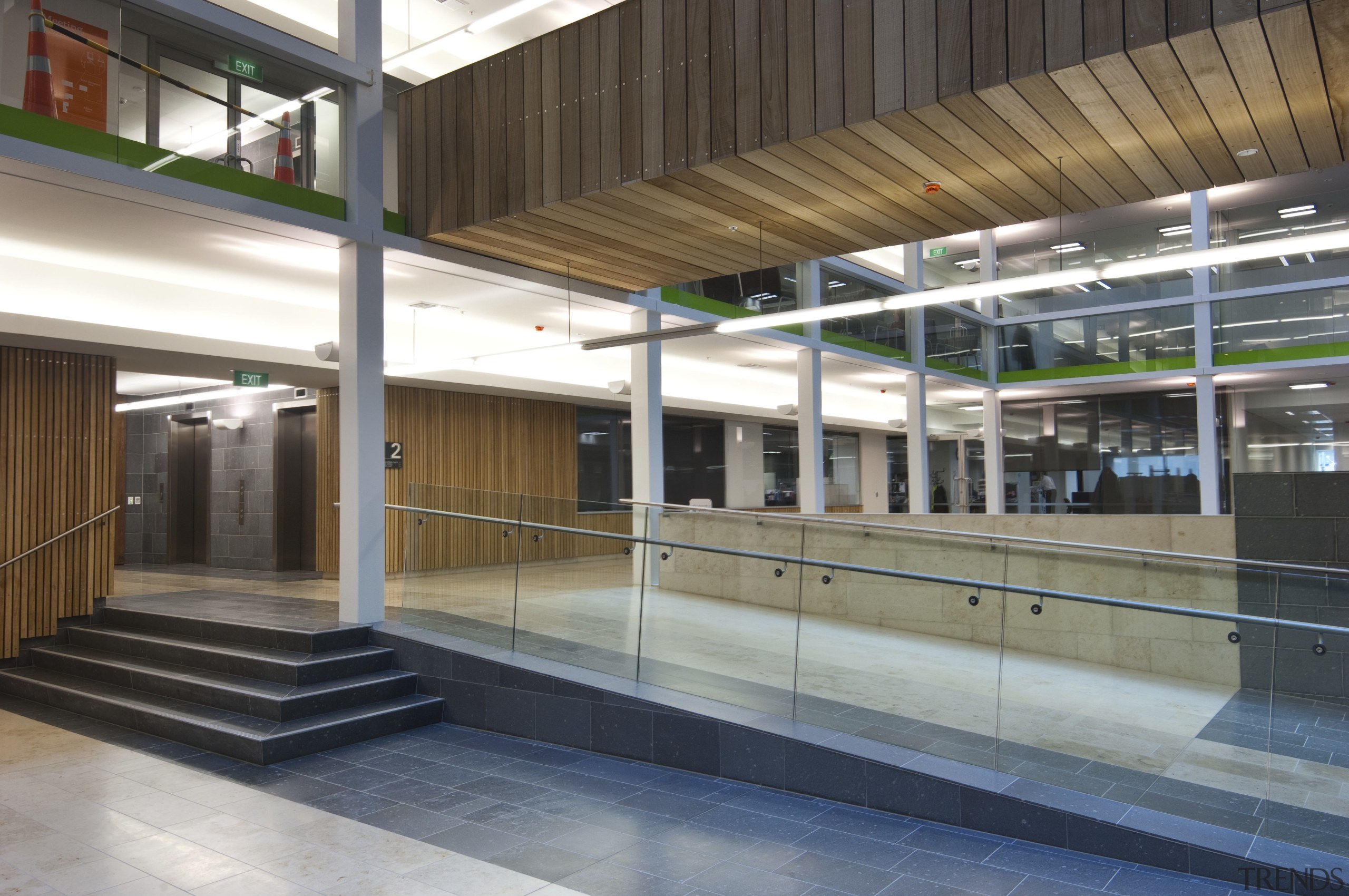 View of the interior of the Vogel Center architecture, daylighting, leisure centre, lobby, window, gray