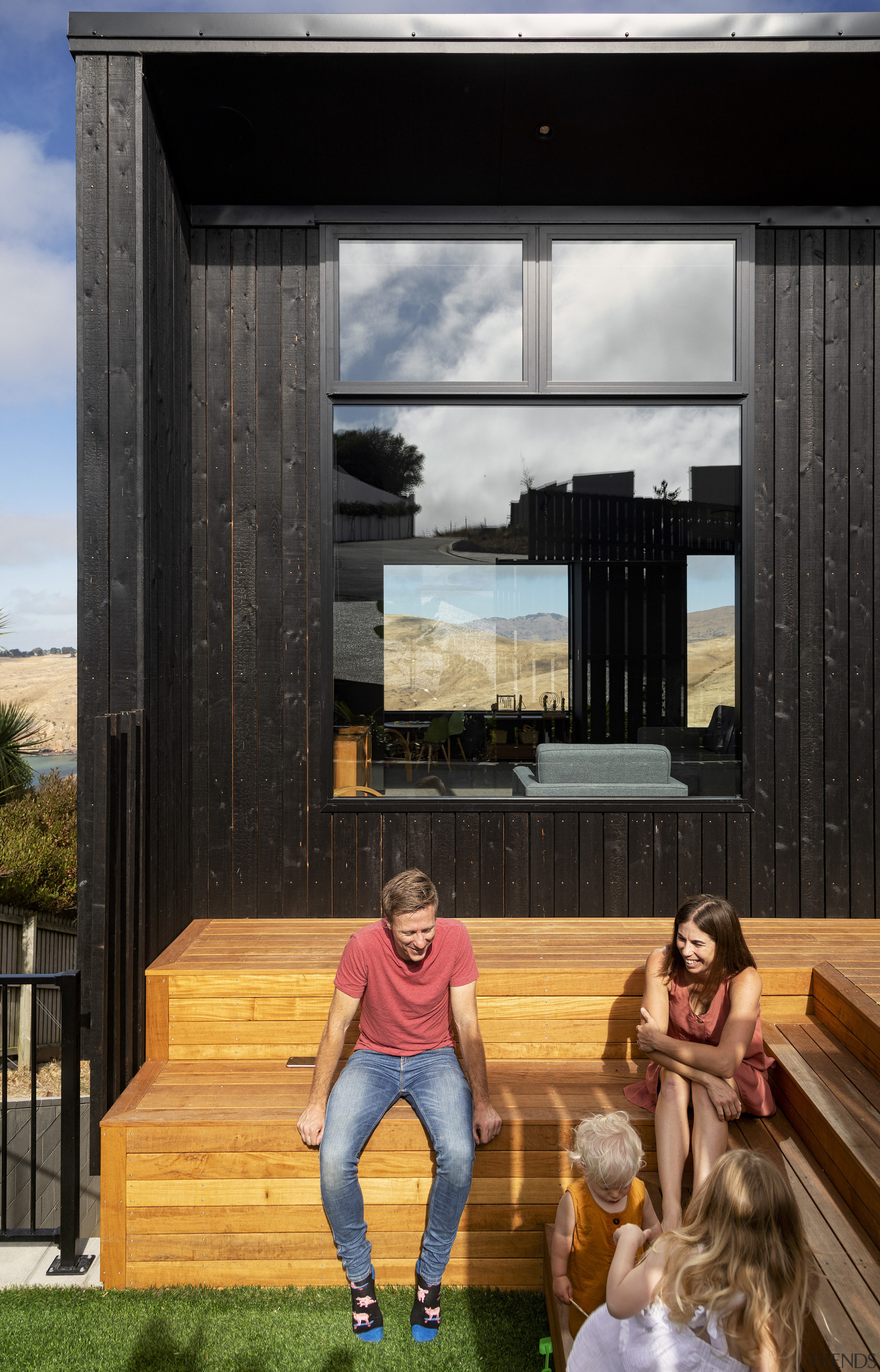 Front steps leading to the home double as 