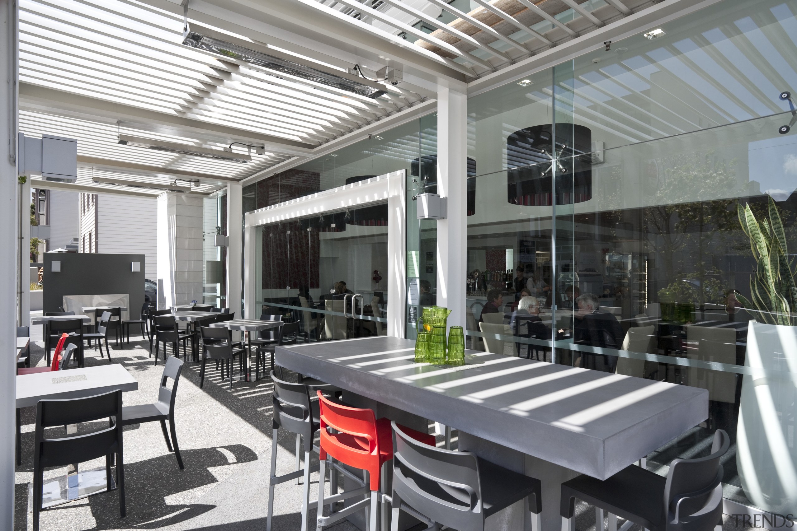 View of the Club Tower offices in Christchurch, interior design, real estate, gray, black