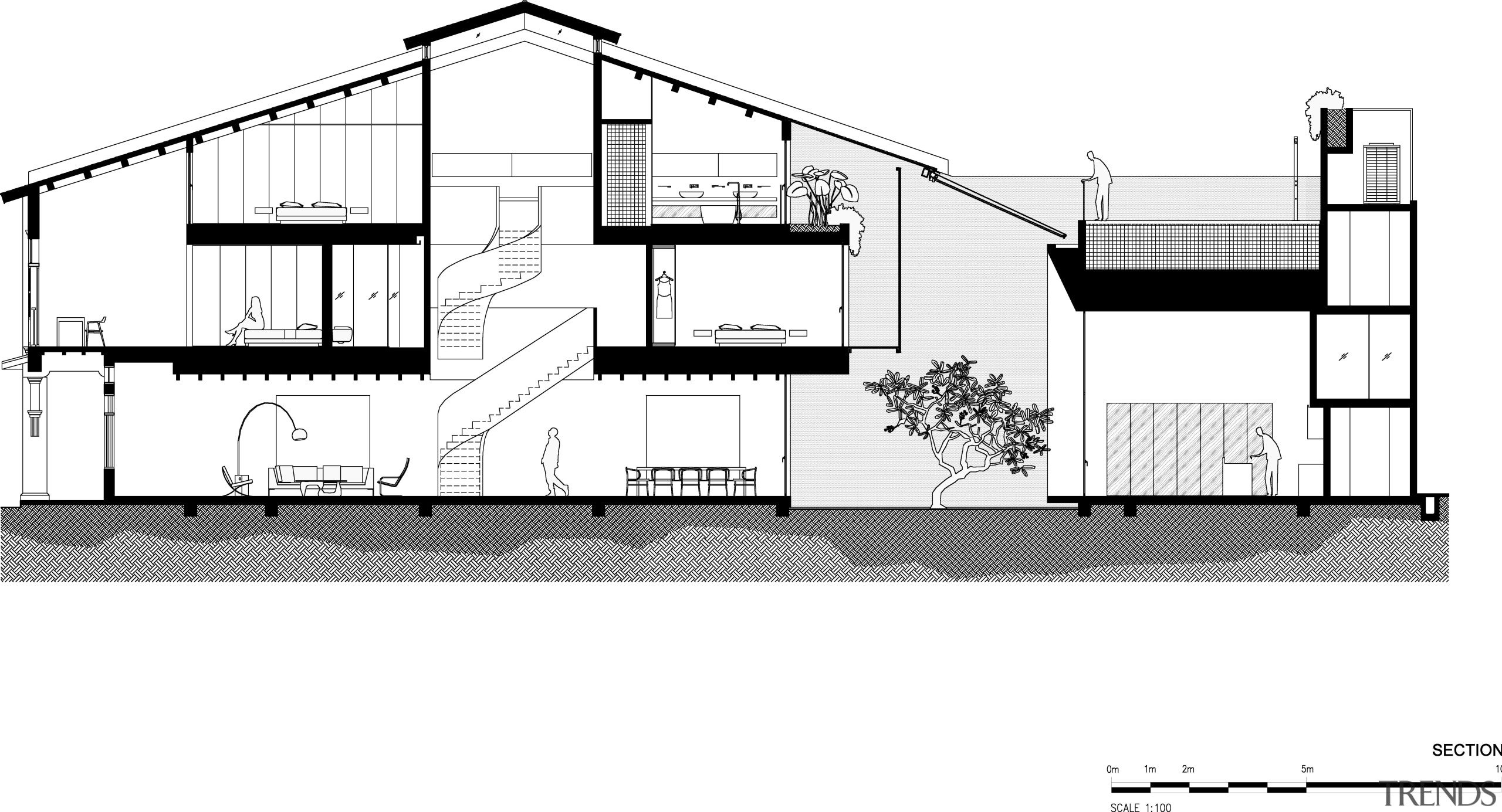 Cross section plan of Singapore shophouse renovation angle, architecture, area, black and white, building, design, drawing, elevation, facade, floor plan, home, house, line, monochrome, plan, product design, property, residential area, structure, white