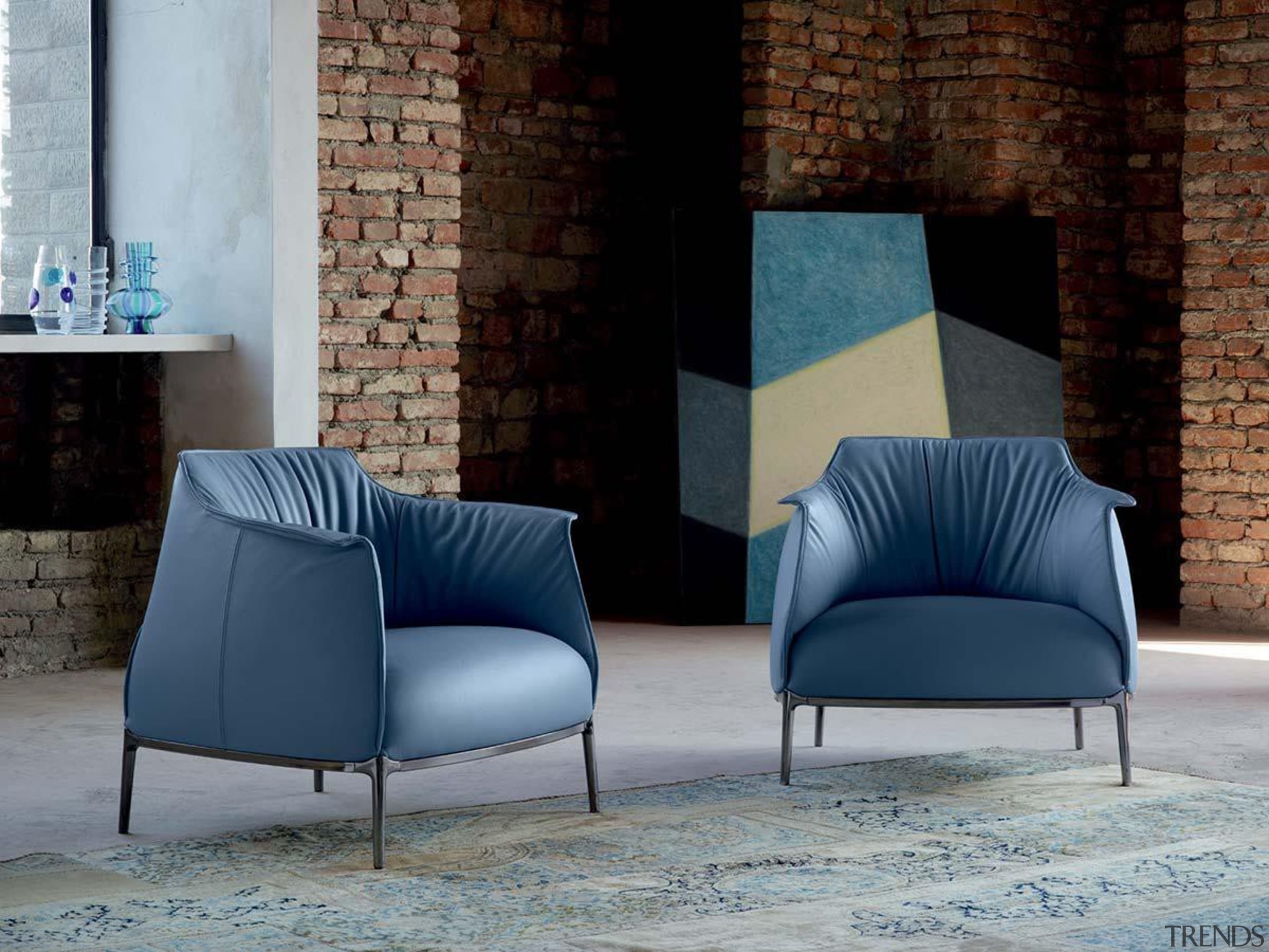 Archibald armchair by Jean-Marie Massaud for Poltrona Frau chair, couch, floor, furniture, interior design, living room, loveseat, product design, sofa bed, table, wall, gray