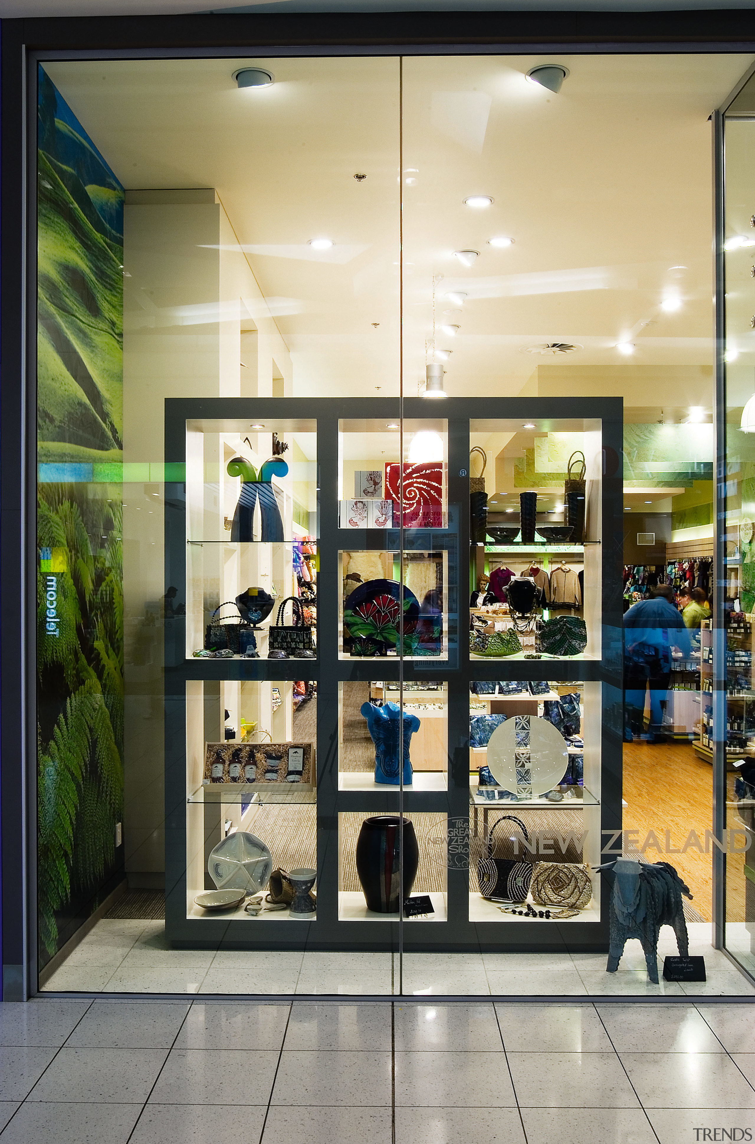 A view of a shop in Sylvia Park display case, interior design, retail, white