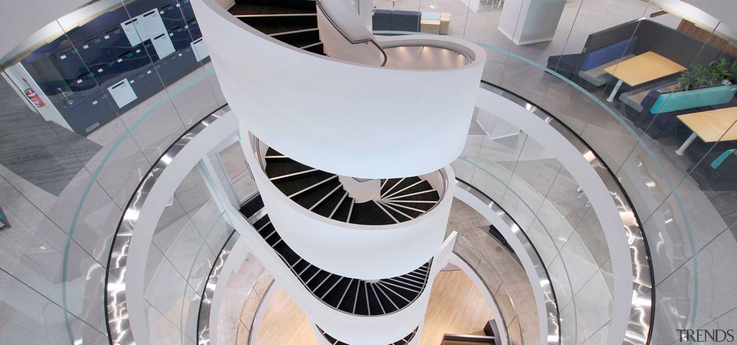 TA Bcorp Offices 1 - architecture | building architecture, building, circle, daylighting, design, spiral, stairs, gray