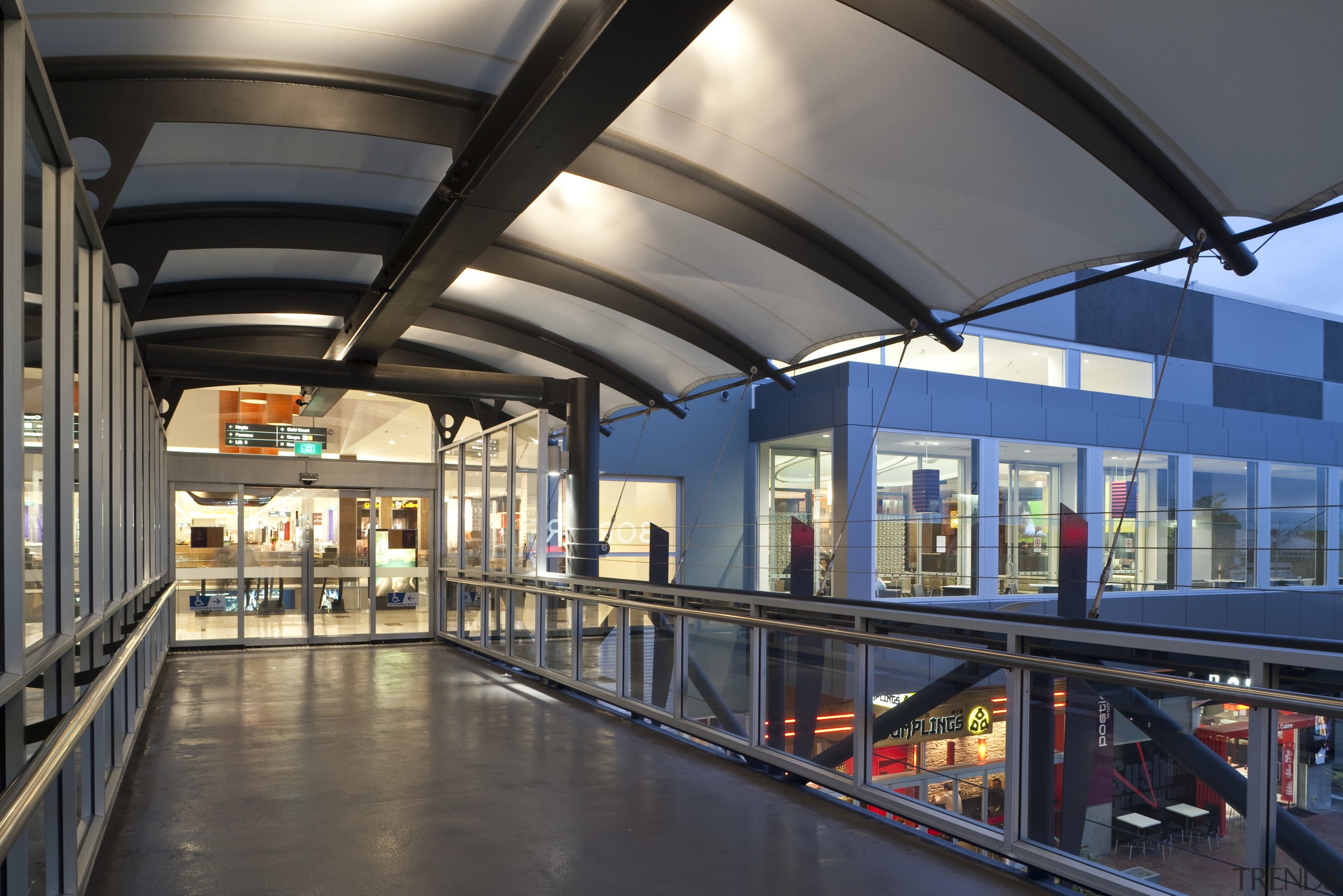 Westfield Riccarton has undergone an extension adding a daylighting, metro station, metropolitan area, public transport, rapid transit, tourist attraction, train station, transport, black, gray