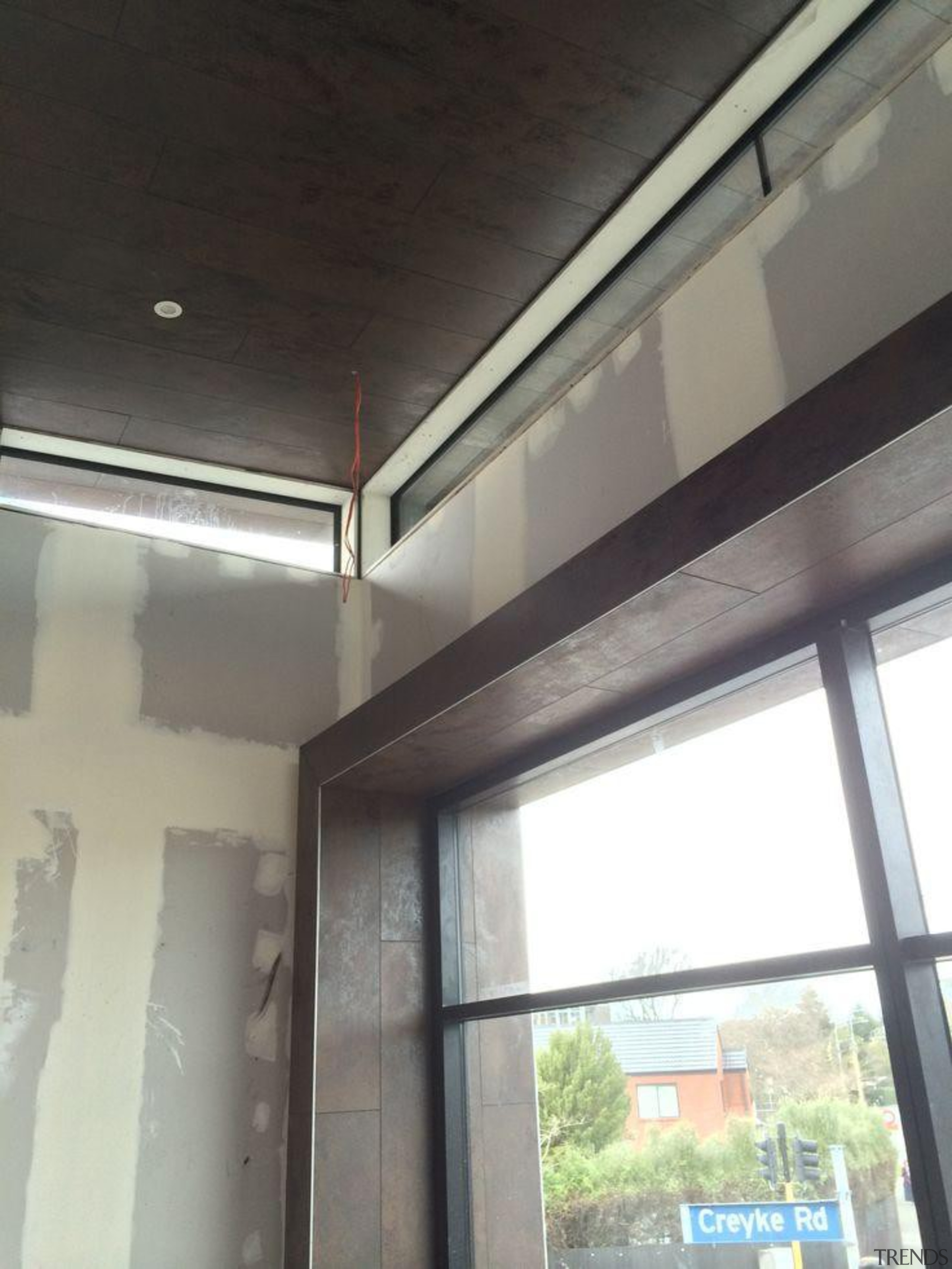 Window frame decoration featuring Oxide Moro. - Creyke ceiling, daylighting, glass, lighting, roof, window, gray, black