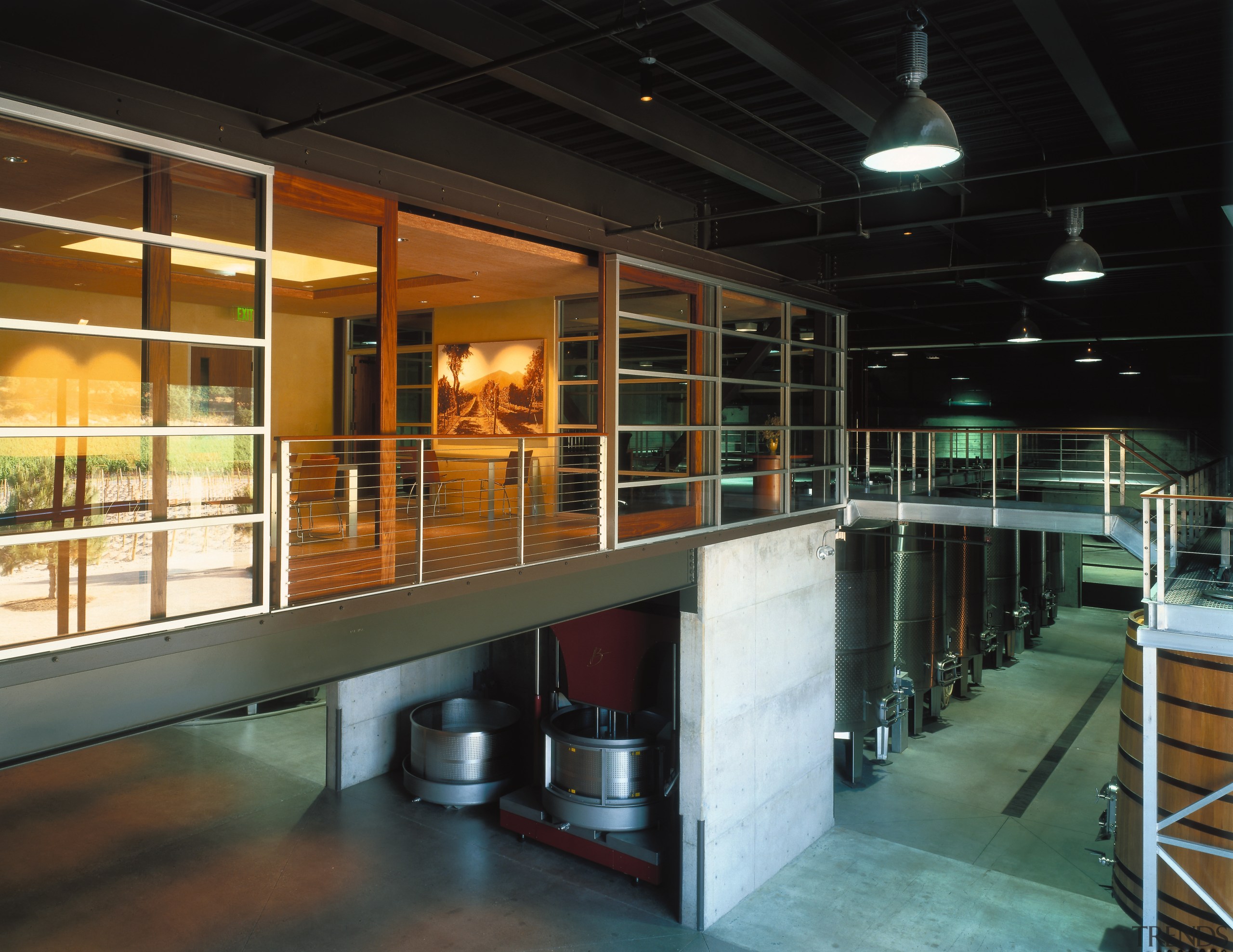 view of the winery that is designed to architecture, glass, interior design, black