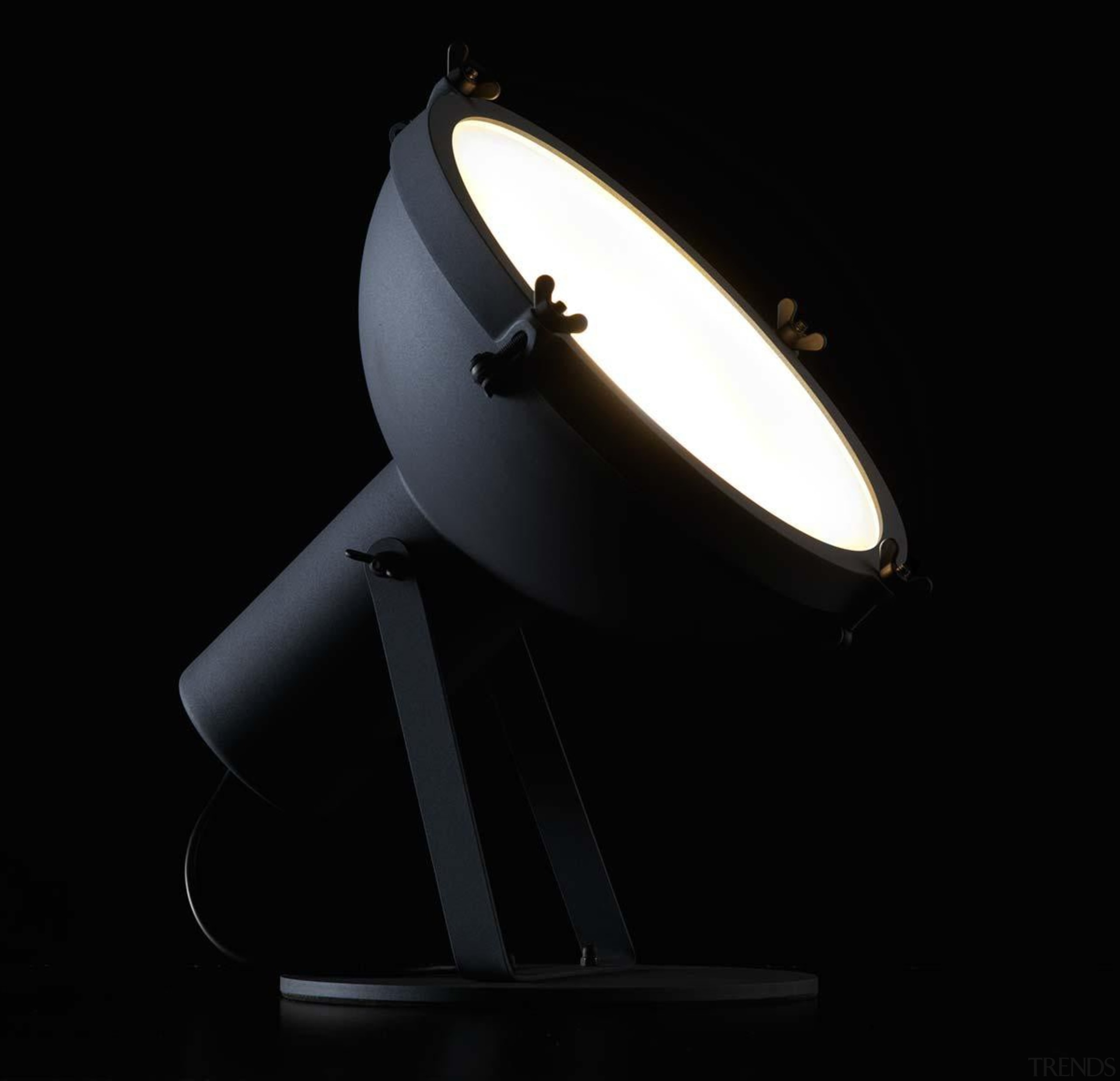 The Projecteur of Le Corbusier was designed for darkness, lamp, light, light fixture, lighting, lighting accessory, product design, still life photography, black