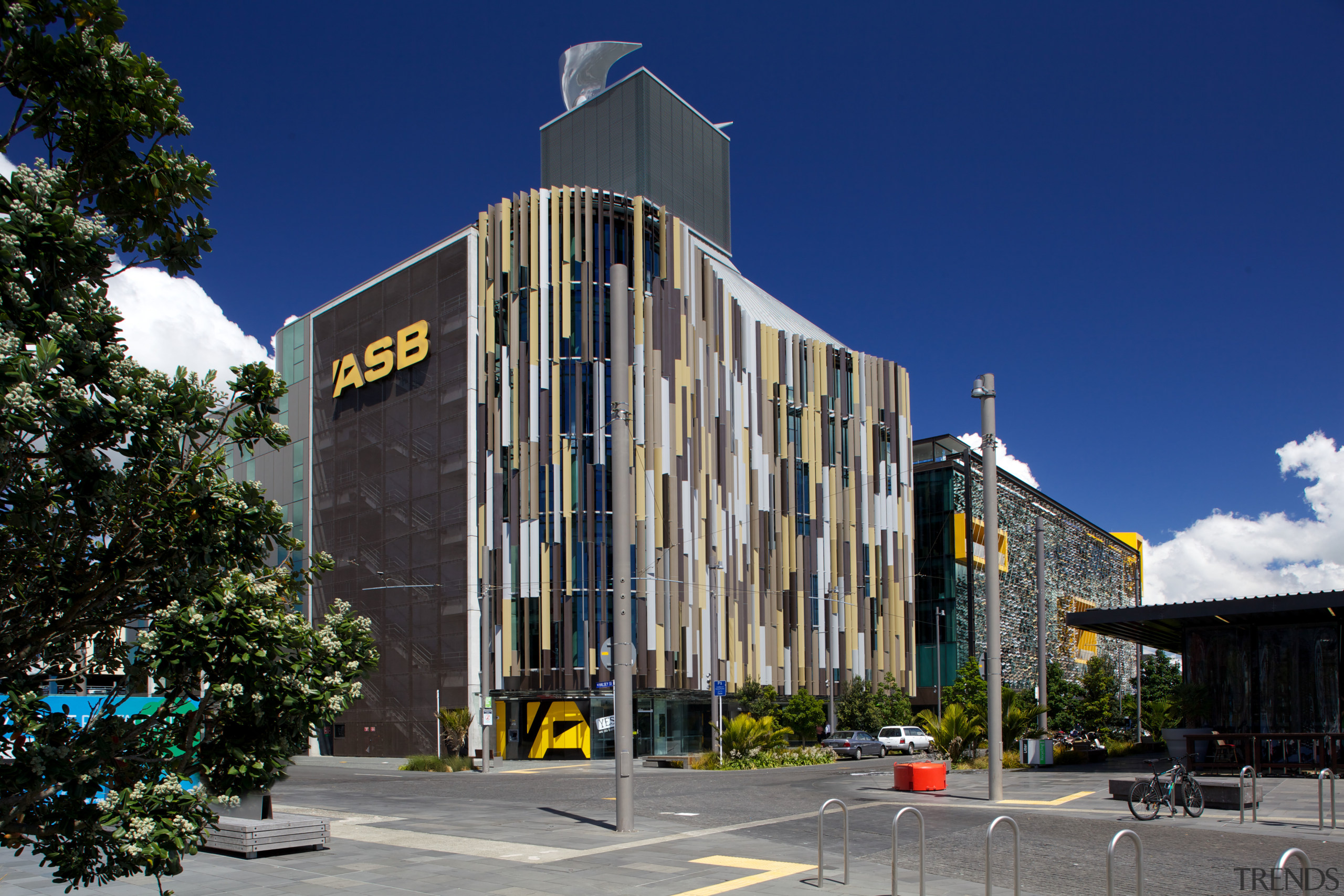 The ASB North Wharf building at Wynyard Quarter, architecture, building, city, commercial building, condominium, corporate headquarters, daytime, facade, headquarters, metropolis, metropolitan area, mixed use, neighbourhood, real estate, sky, blue, black