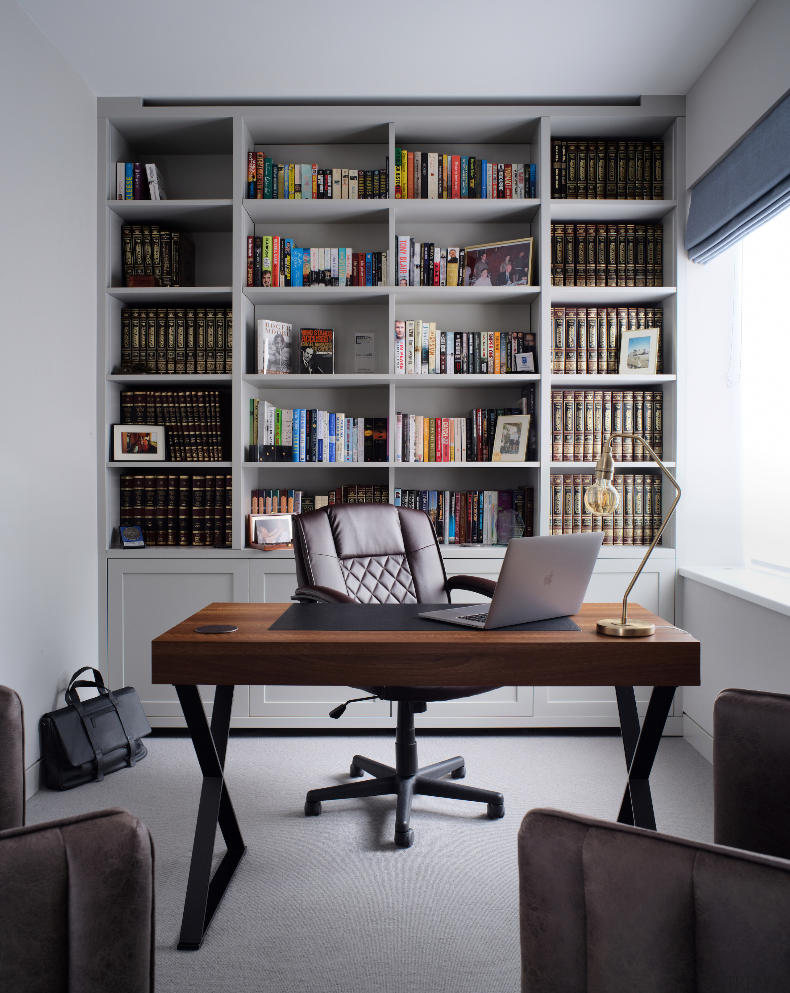 The study complete with built in shelving. - 