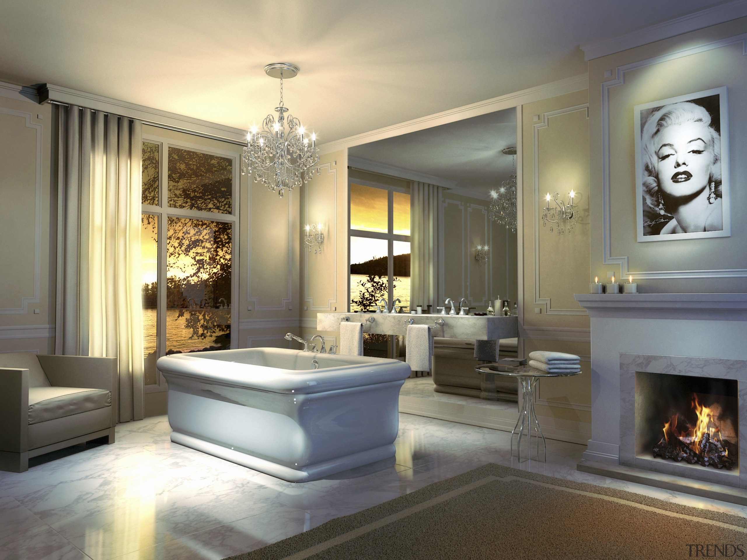 View of a bathroom which features a freestanding ceiling, home, interior design, lighting, living room, room, gray