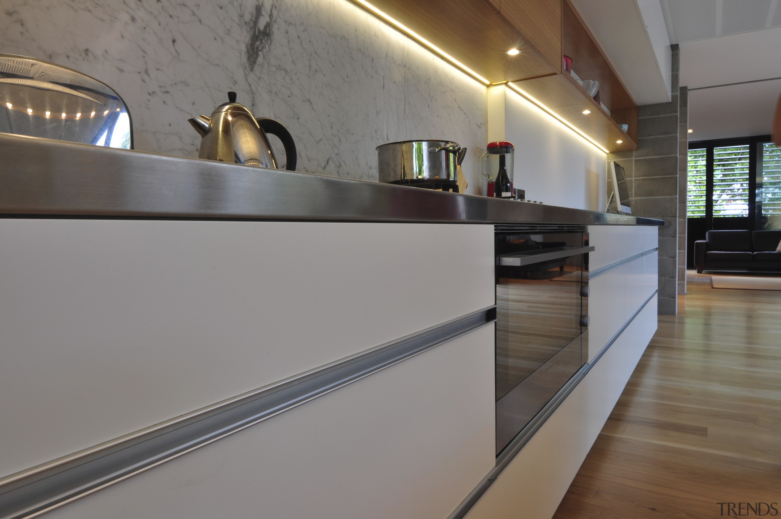 Kitchen by architect Gerrad Hall with F&amp;P appliances cabinetry, countertop, floor, interior design, kitchen, gray