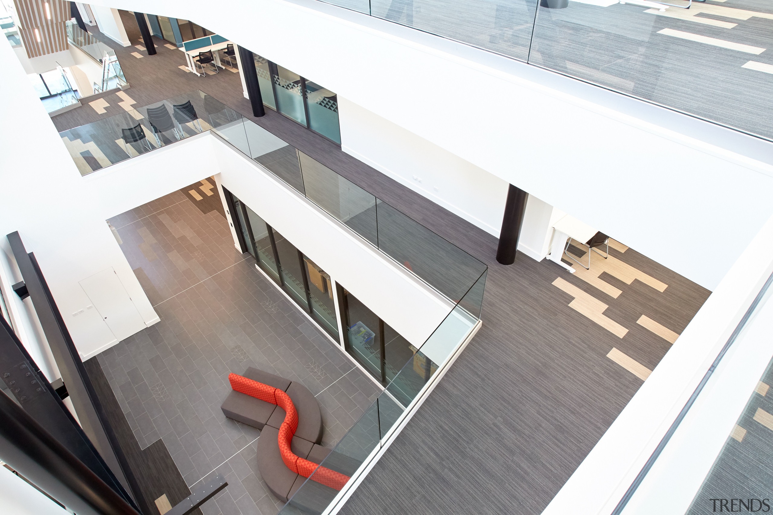 The top level of Te Ara o Mauao, architecture, building, daylighting, glass, white, gray