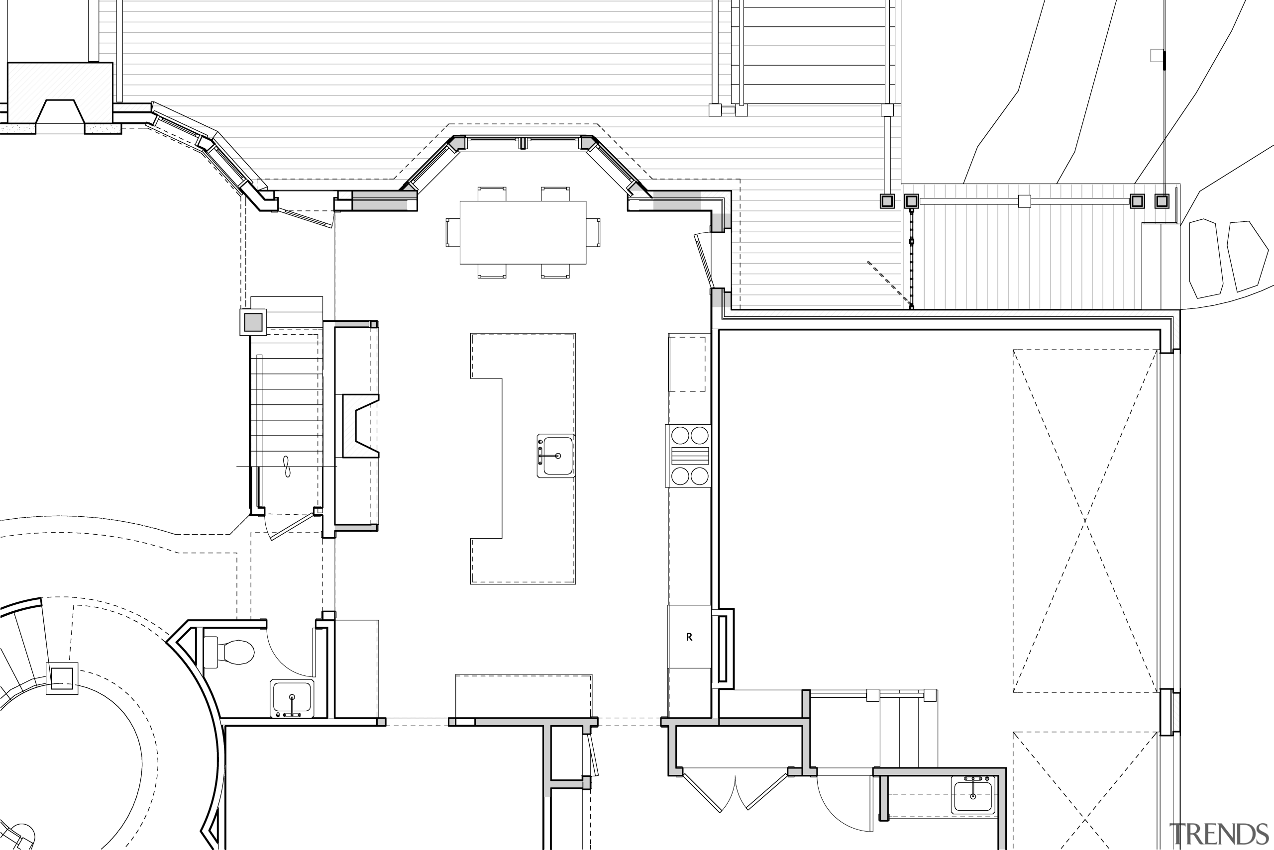 Inviting family kitchen - by Rill Architects - angle, architecture, area, artwork, black and white, design, diagram, drawing, floor plan, home, line, line art, plan, product, product design, residential area, structure, technical drawing, white