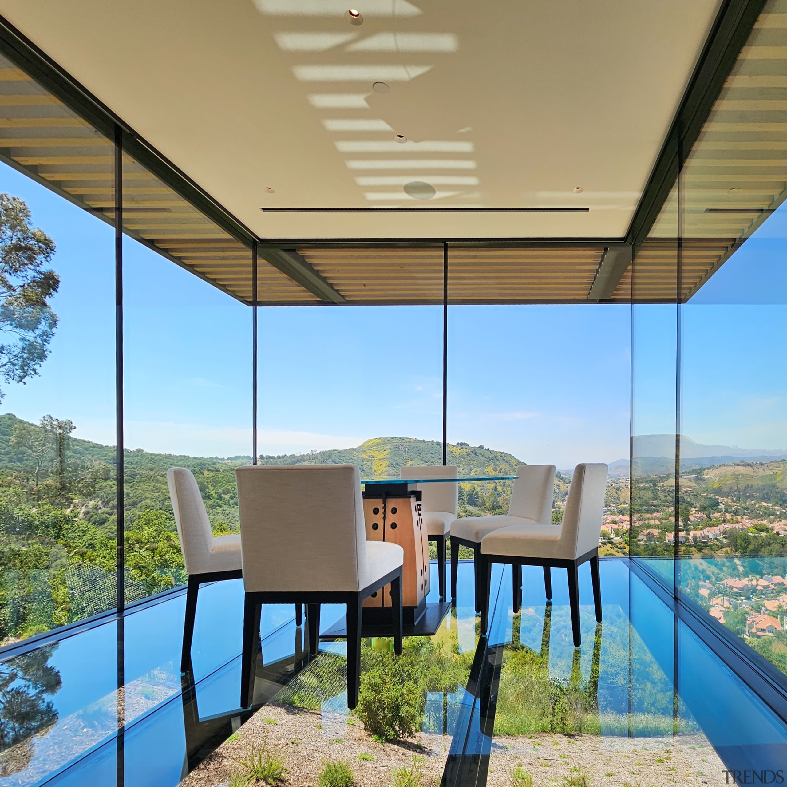 The dinette features a glass floor that gives 