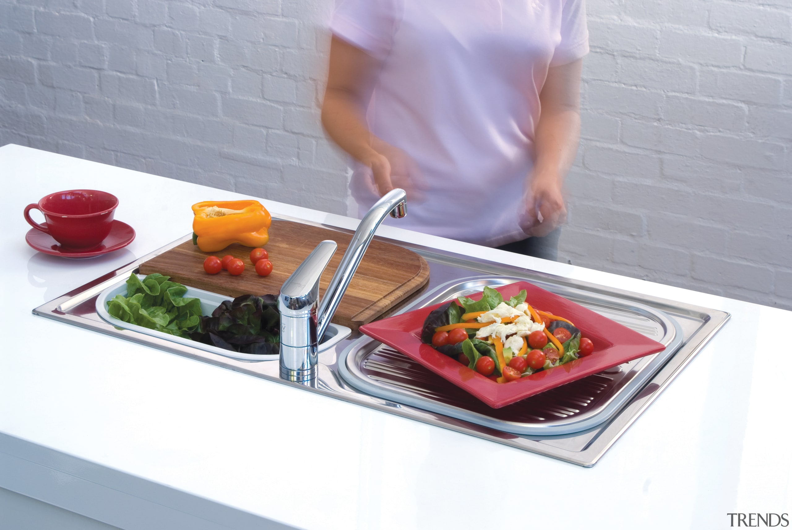 view of a kitchen which features Oliveri's new cookware and bakeware, cuisine, dish, food, lunch, meal, tableware, gray, white
