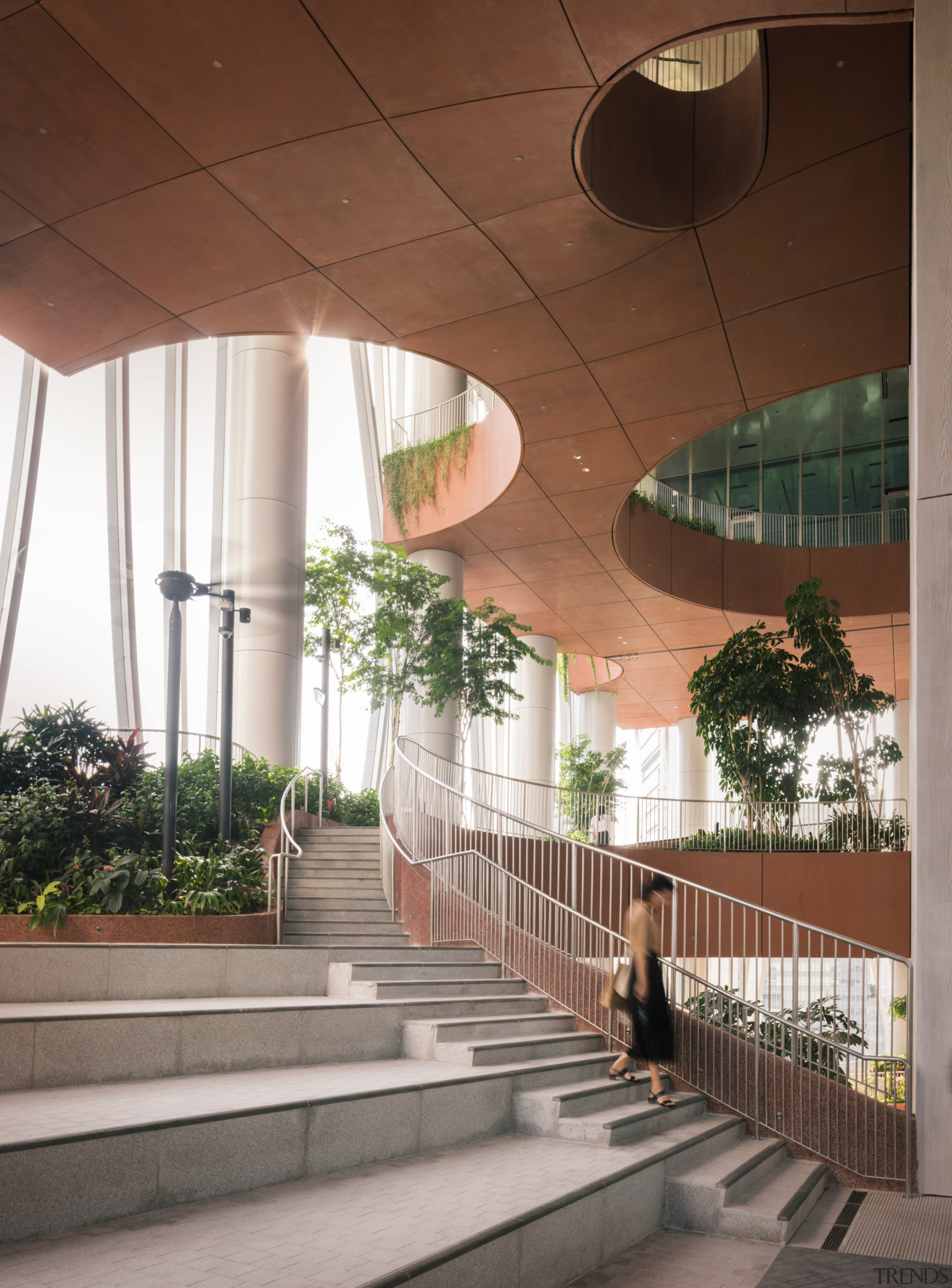 The buildings rooftop garden grows fresh vegetables and 