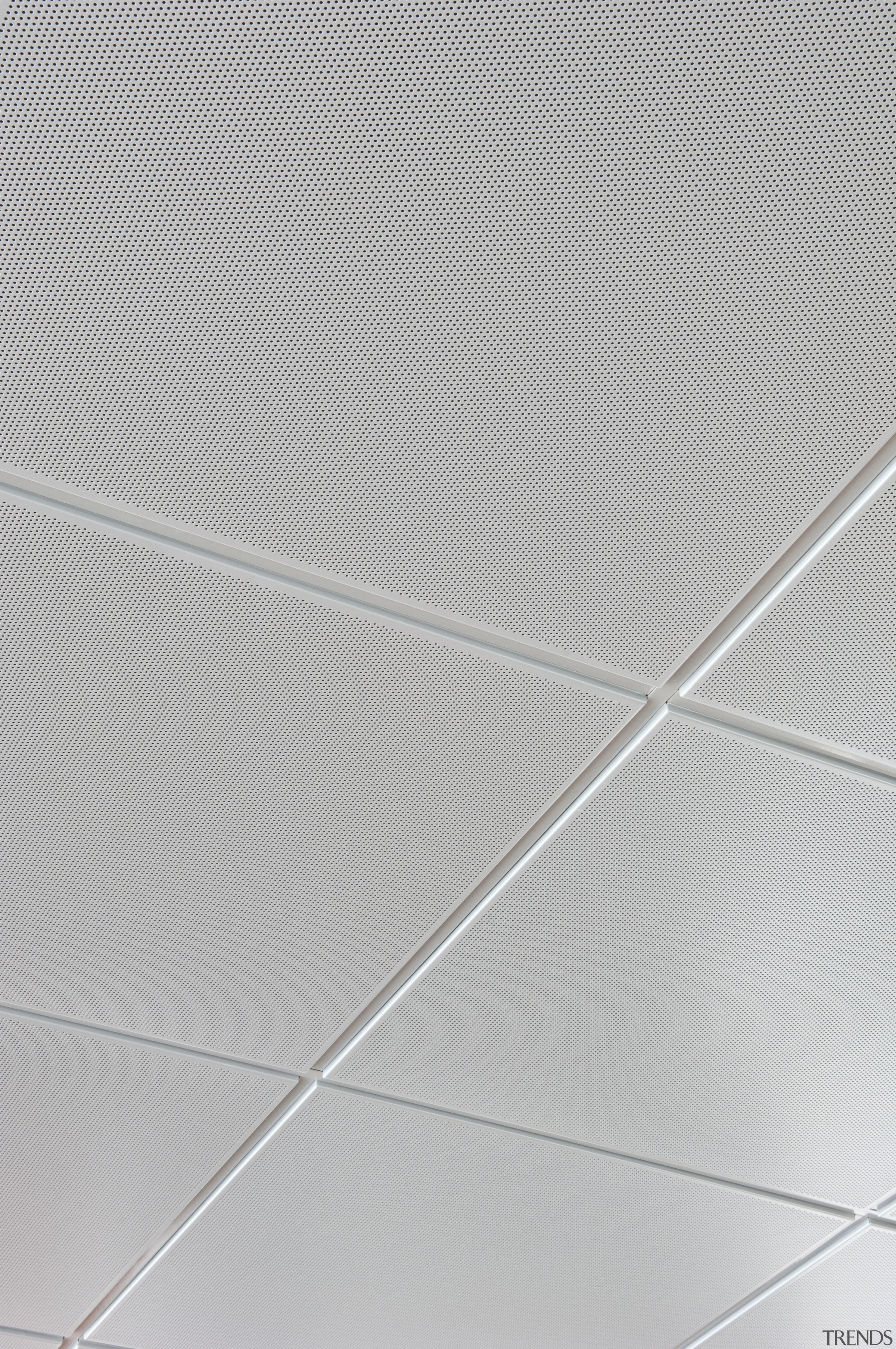 View of Forman Building Systems acoustic ceiling tiles. ceiling, line, material, product design, gray