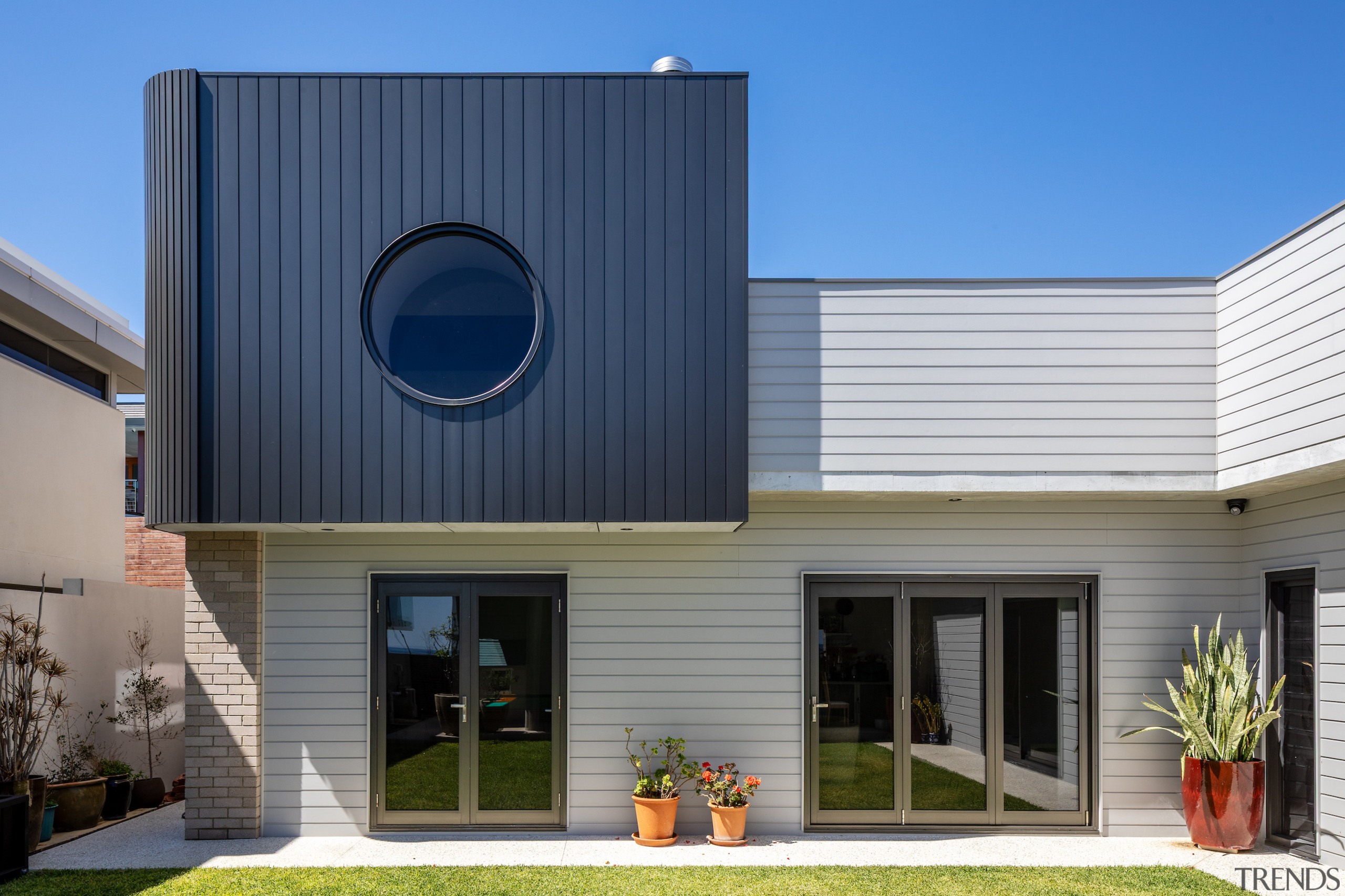 The sheltered courtyard halfway down the side of 