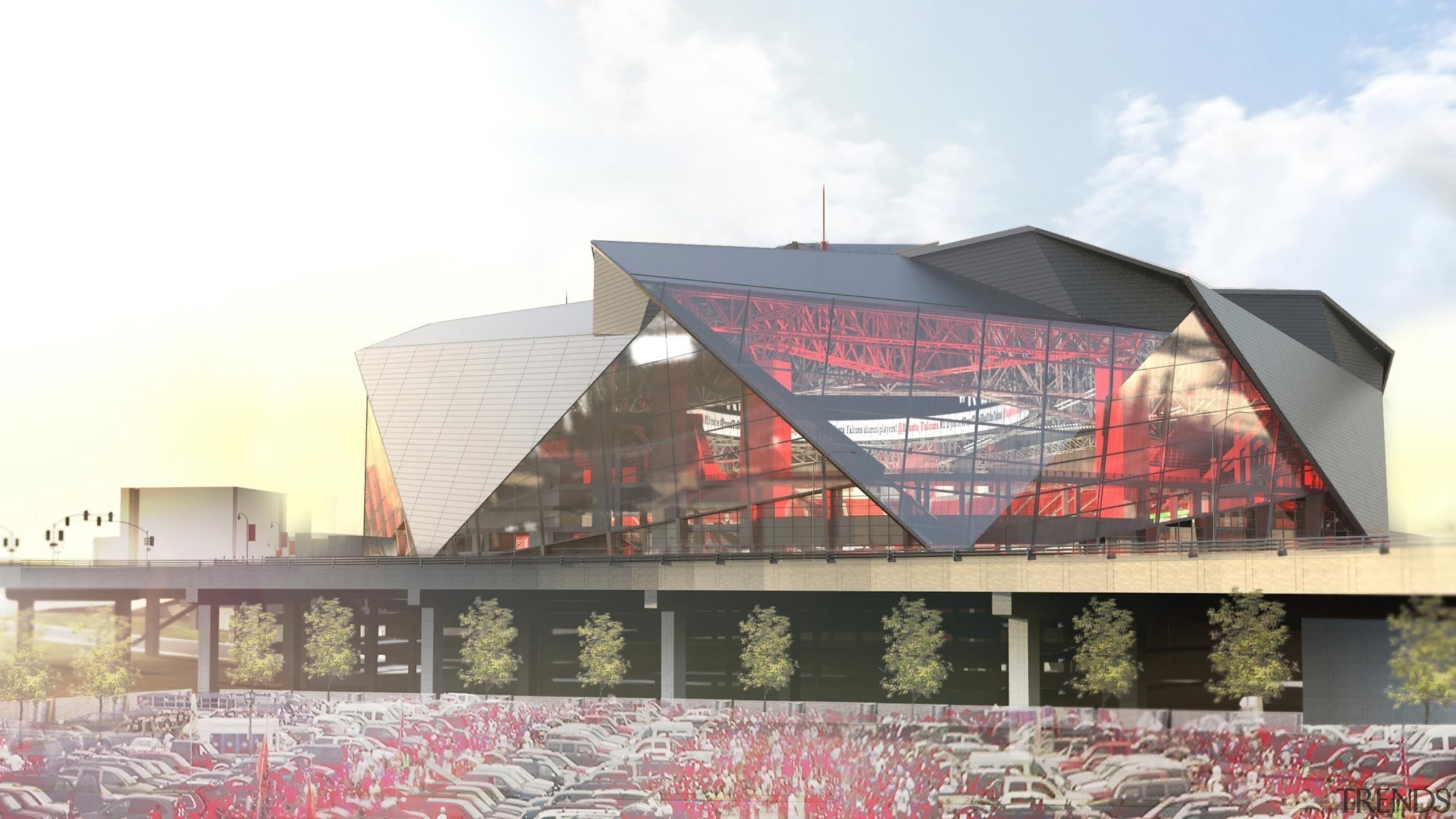 Mercedes-Benz Stadium 04 - Mercedes-Benz Stadium 04 - architecture, building, facade, mixed use, roof, sport venue, stadium, structure, white