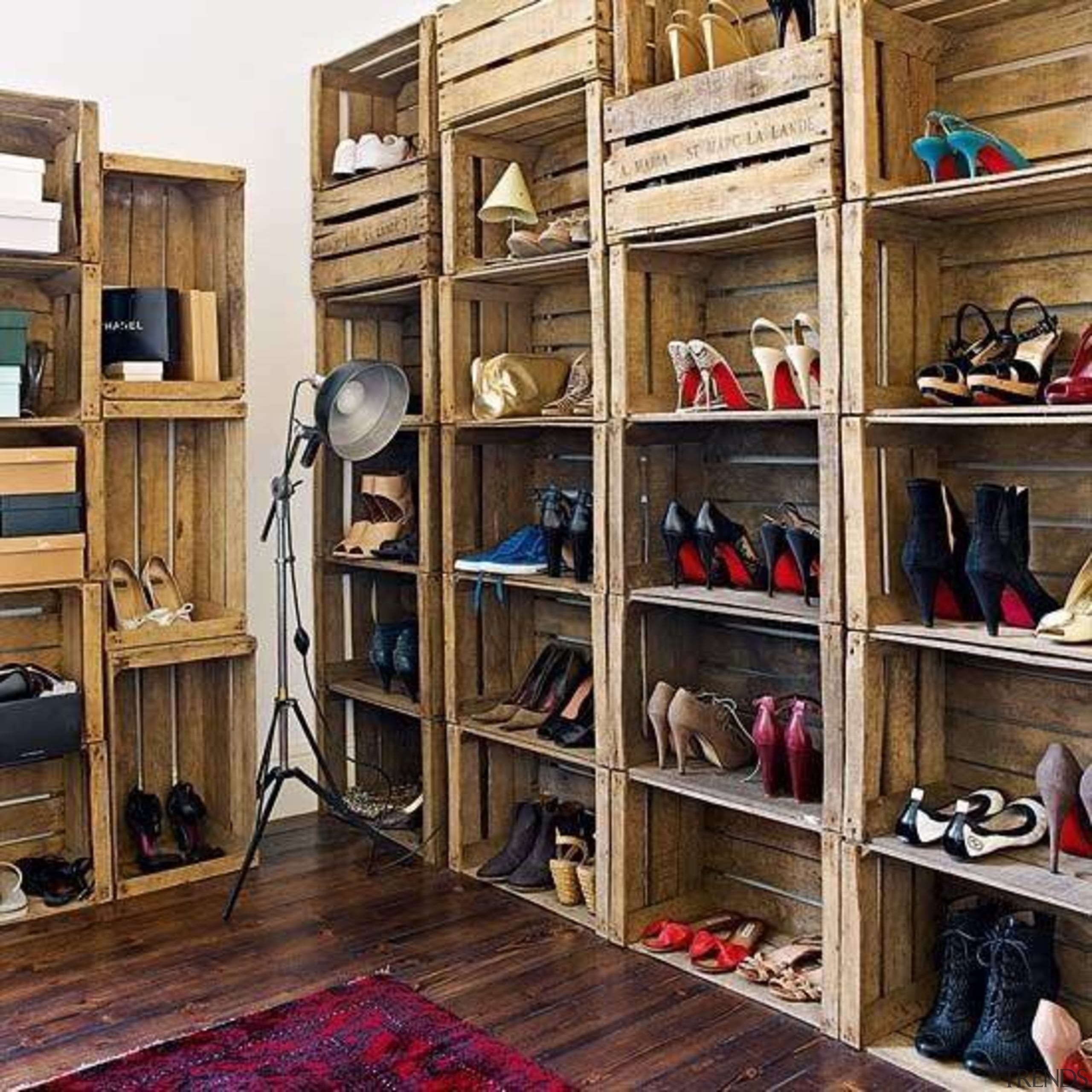 WALK IN CLOSET - Closet - walk in bookcase, furniture, shelf, shelving, wood, brown