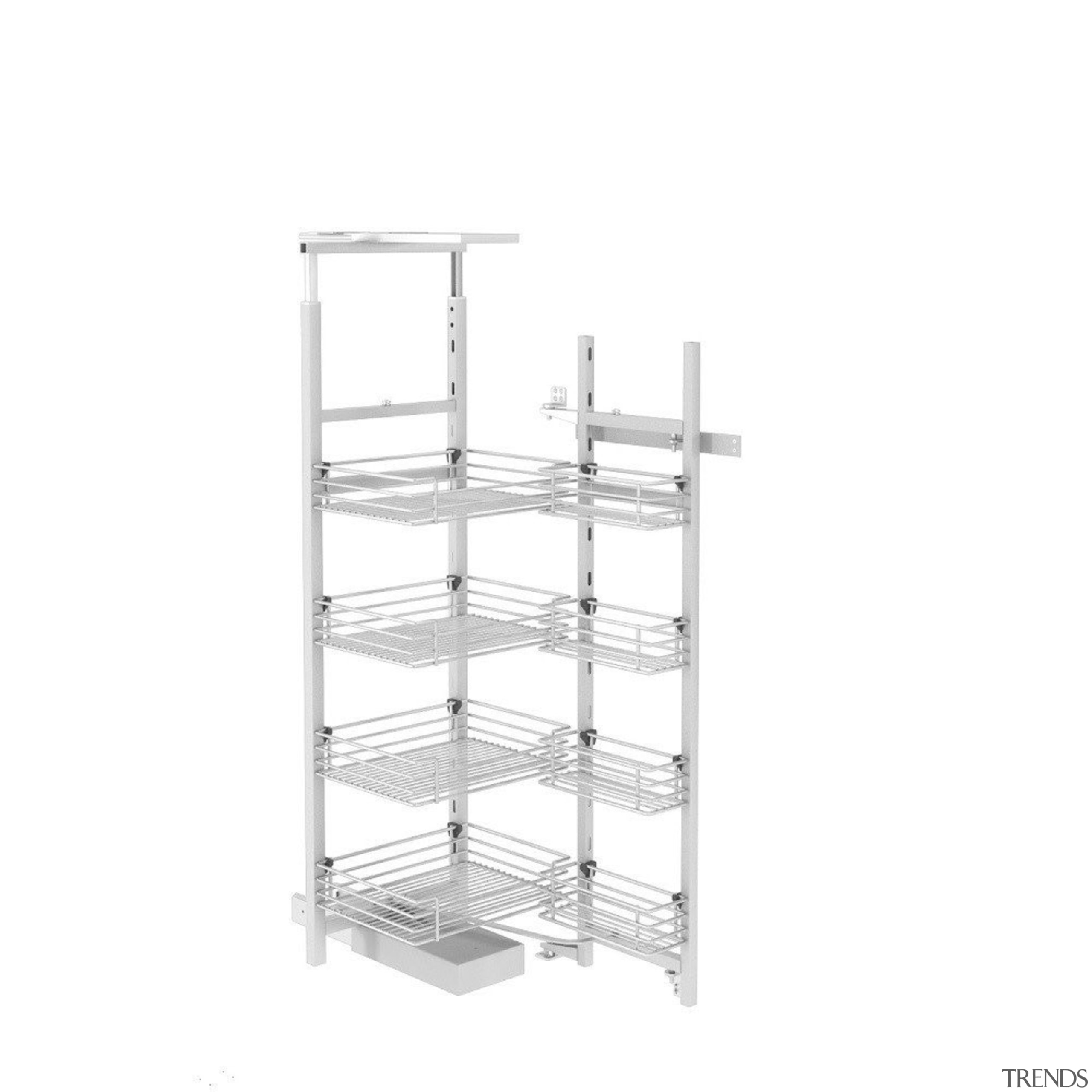 Giamo Short Chef Larder with Wire Shelves Rear angle, furniture, product, shelf, shelving, structure, white
