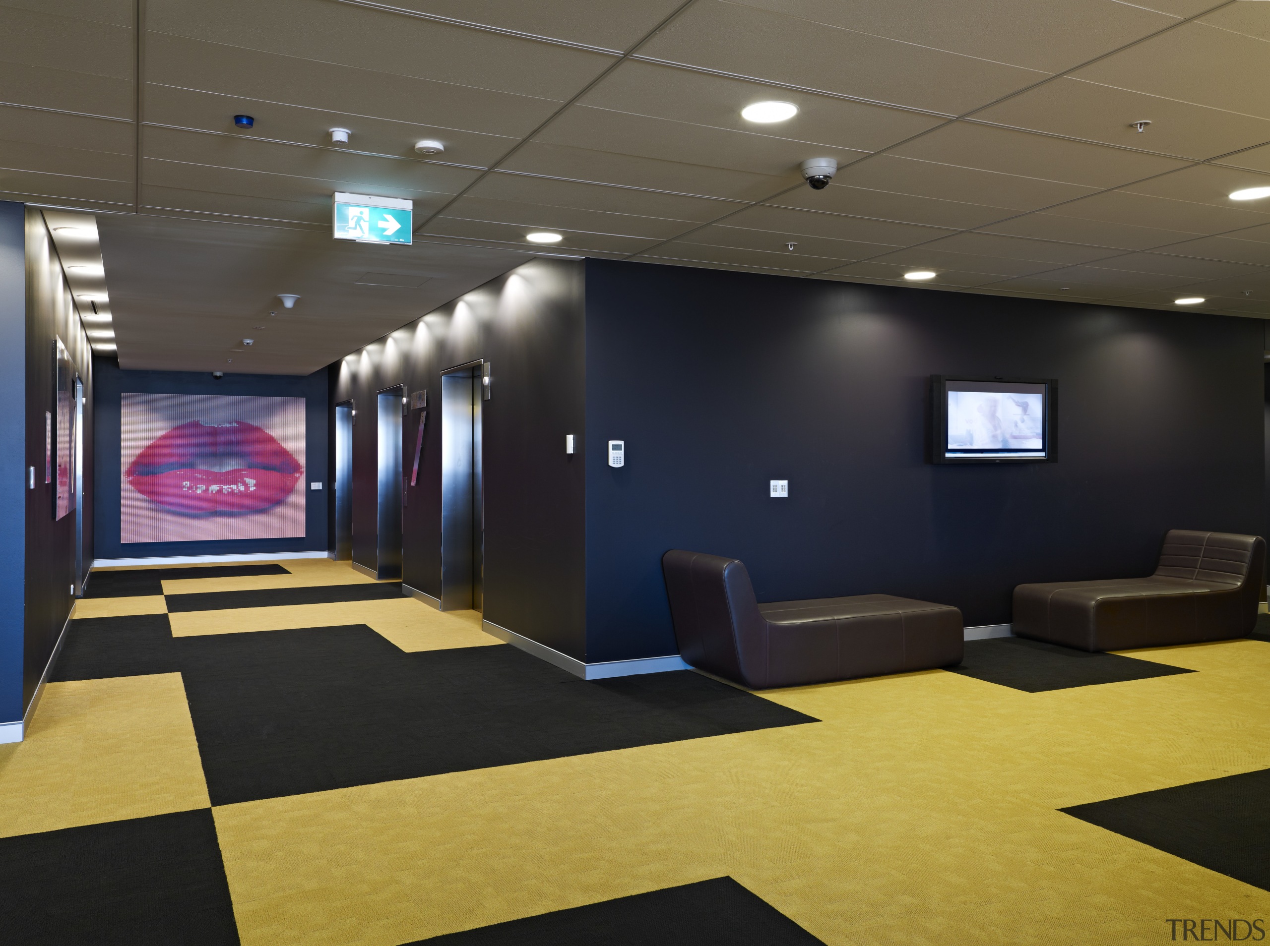 Interior view of the Ark Building - Interior auditorium, ceiling, floor, flooring, function hall, interior design, black