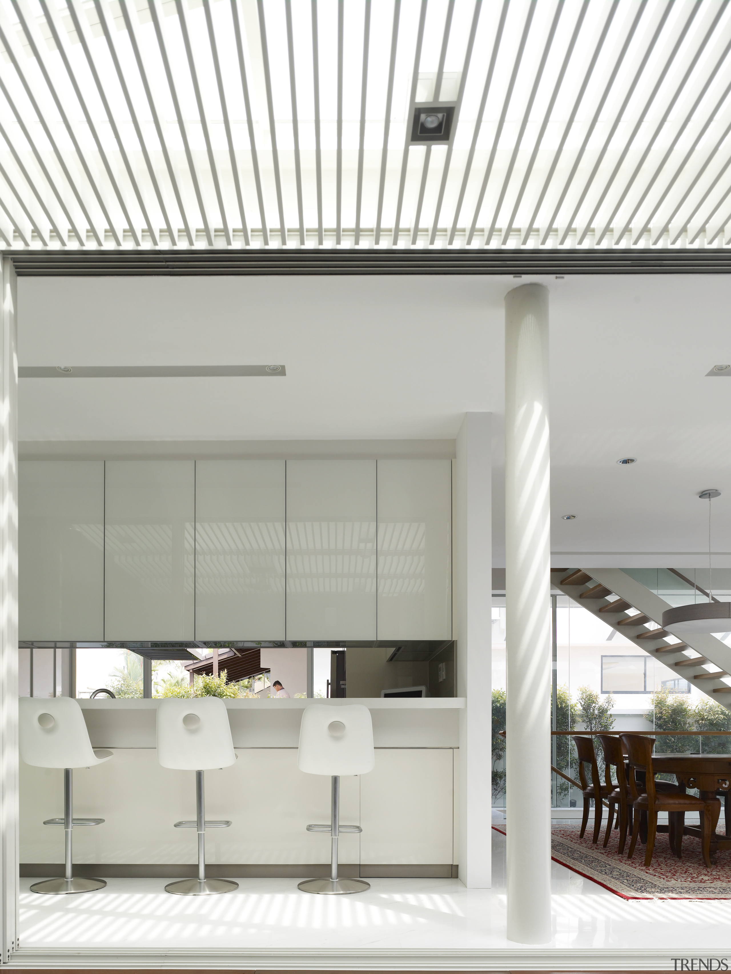 This house, designed by Han Loke Kwang of architecture, ceiling, daylighting, interior design, white