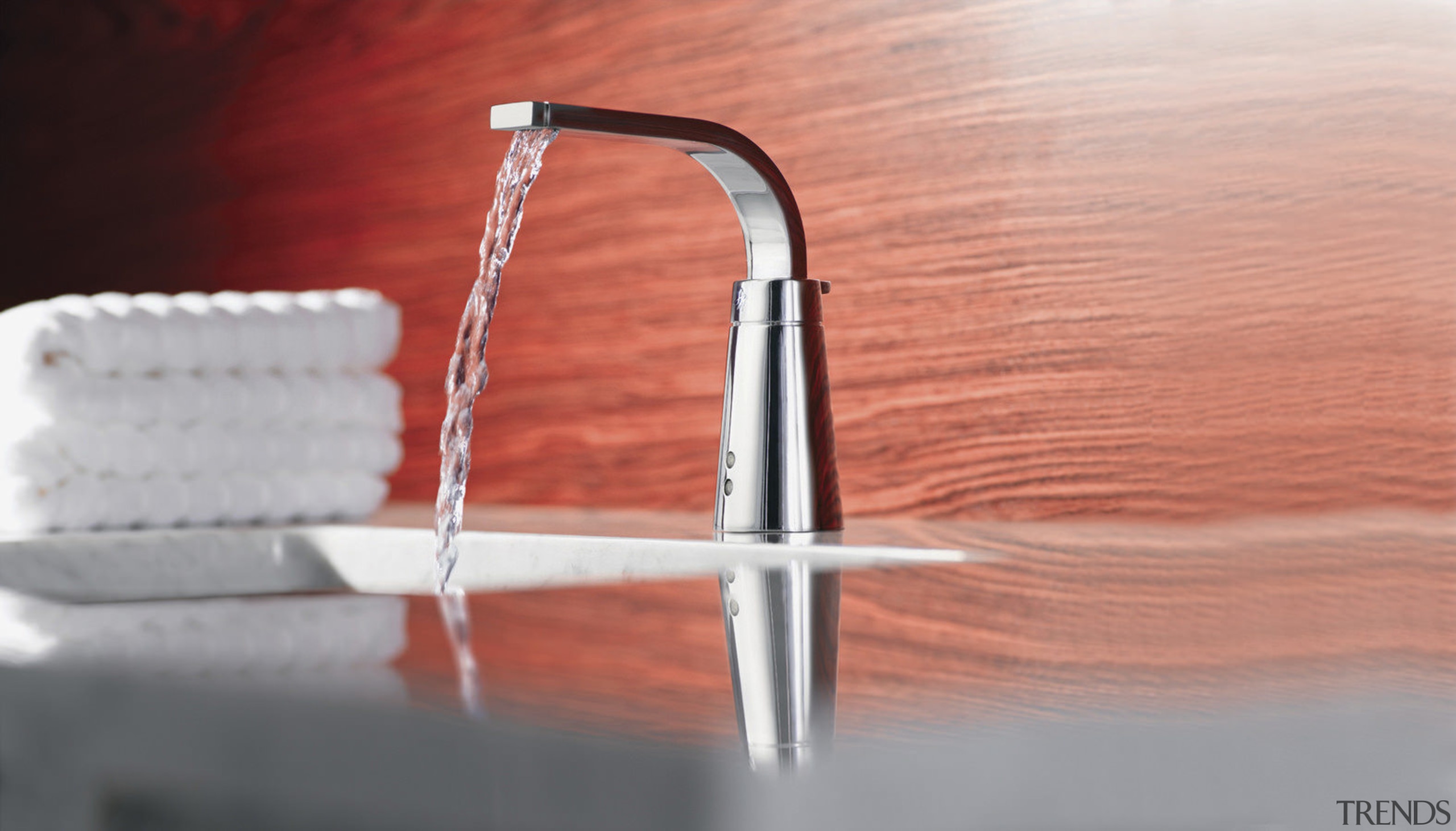 Image of high-end bathroom products available at The product, product design, tap, water, red, orange, gray