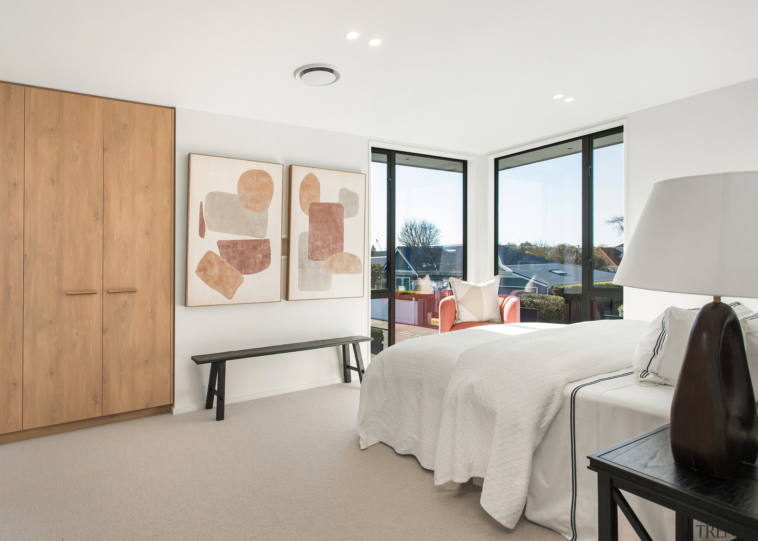 The master bedroom boasts picture windows ensuring great 