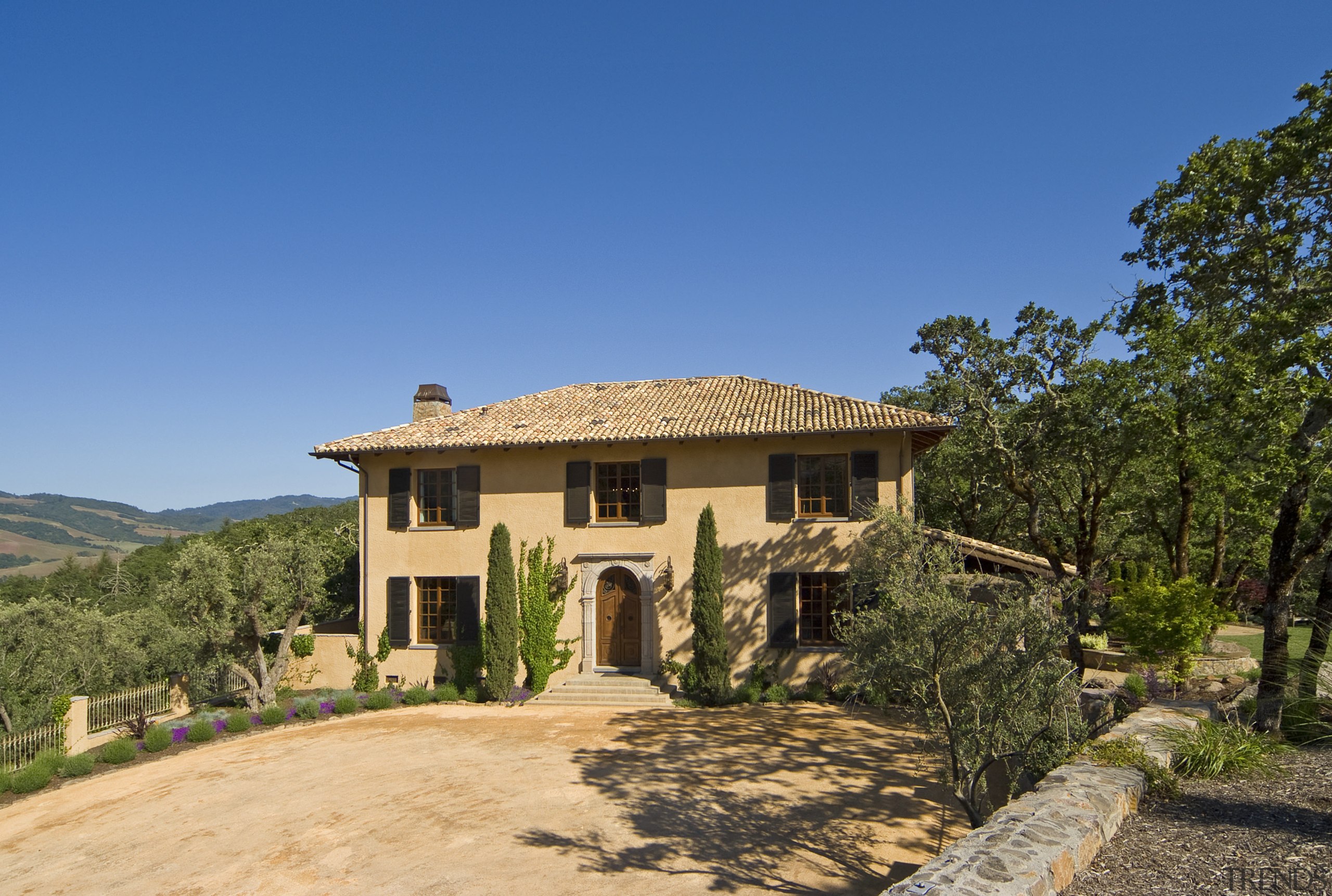 Exterior view of this home - Exterior view cottage, estate, farmhouse, hacienda, home, house, landscape, property, real estate, sky, villa, brown