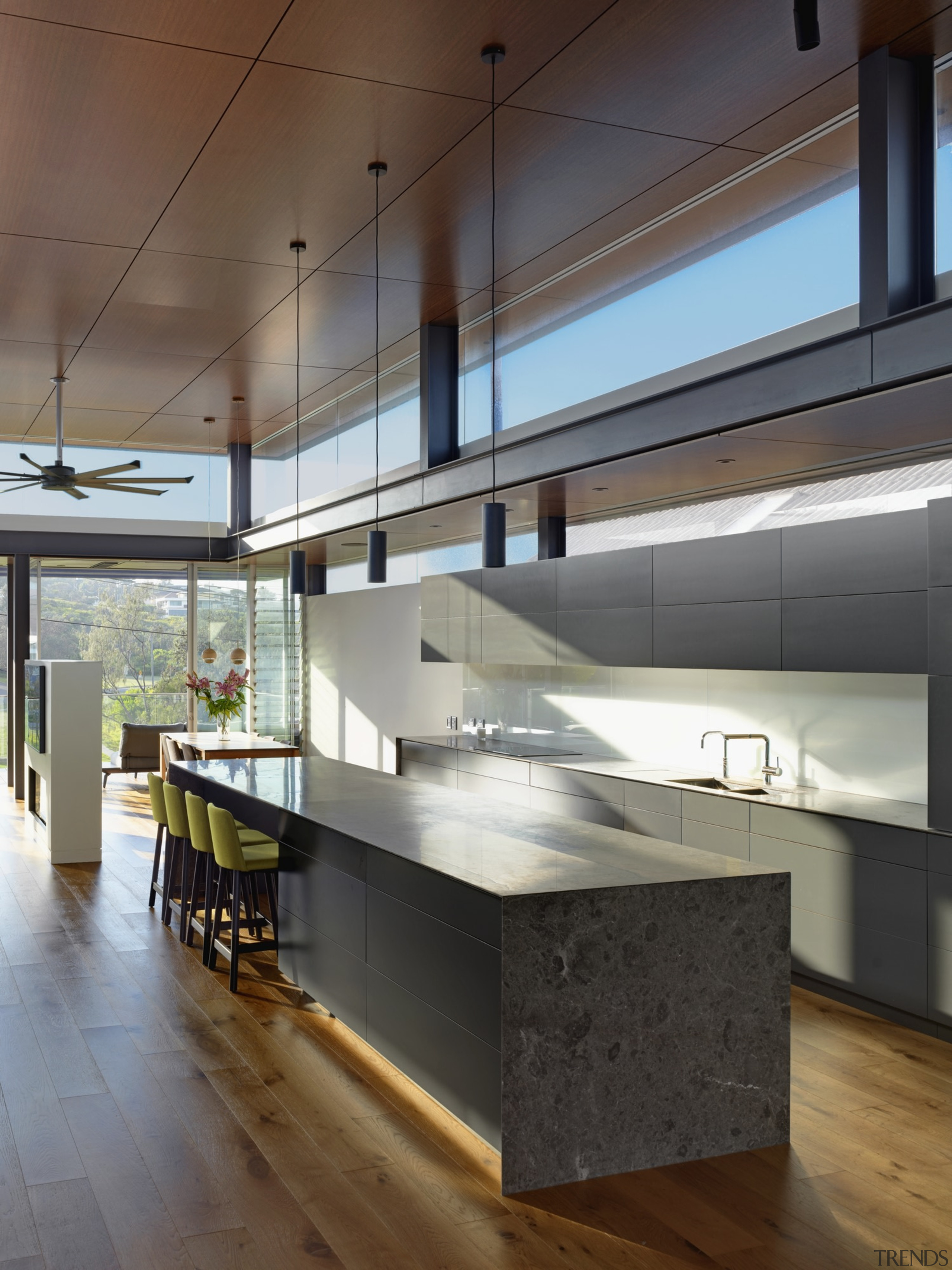 Roar Northcurlcurl House 23S - architecture | ceiling architecture, ceiling, countertop, floor, house, interior design, kitchen, loft, gray, brown