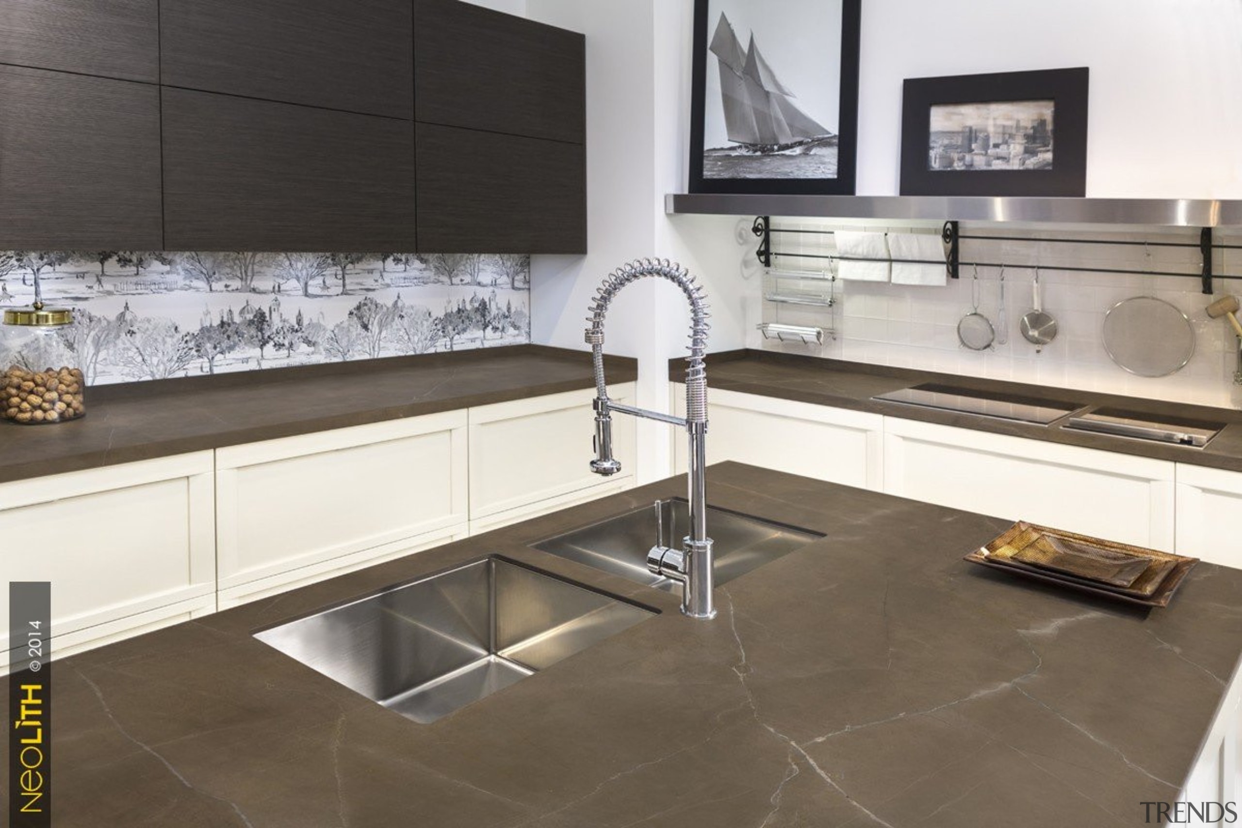 Neolith Pulpis 2 - Neolith Pulpis 2 - countertop, cuisine classique, floor, flooring, interior design, kitchen, product design, tile, brown, gray