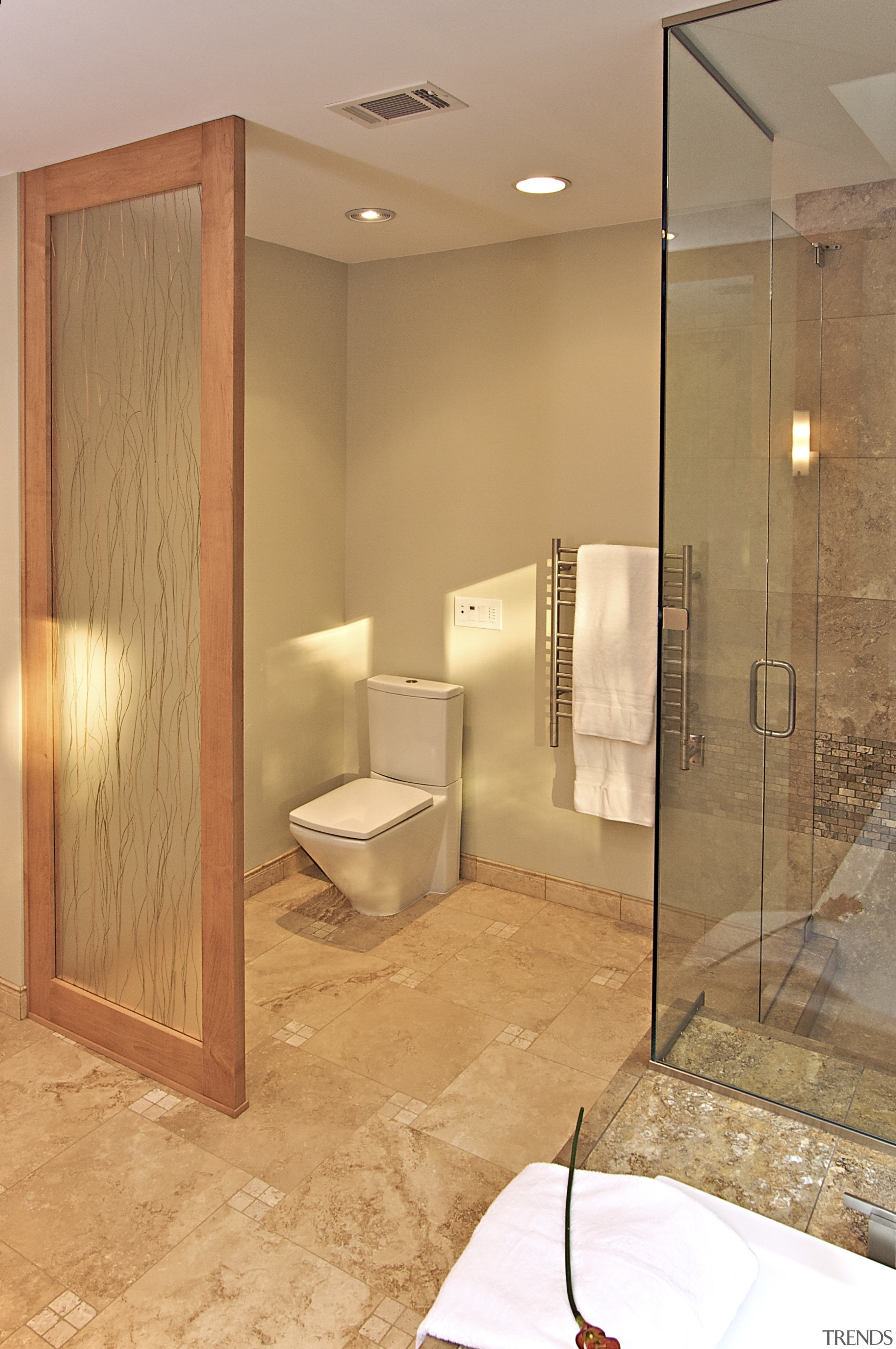 View of modernized bathroom with mosaic design tub bathroom, ceiling, floor, interior design, plumbing fixture, room, orange