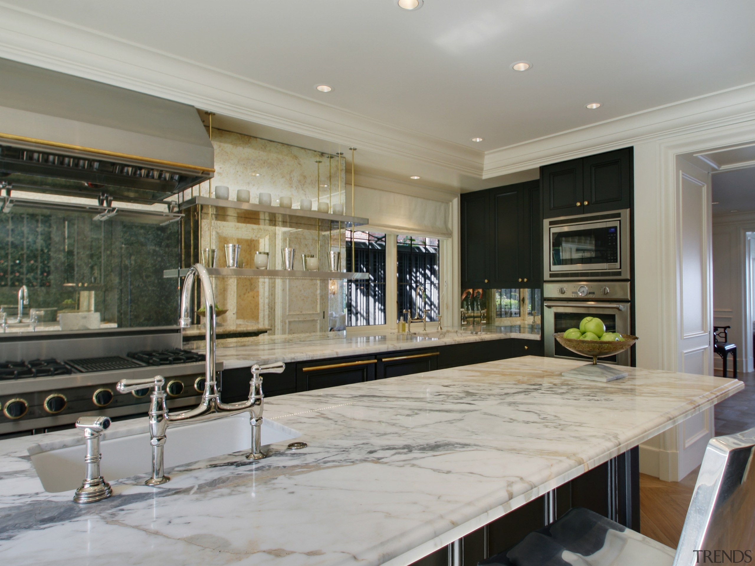 Anthracite gray cabinets contraced white veined marble countertops countertop, estate, interior design, kitchen, real estate, room, gray