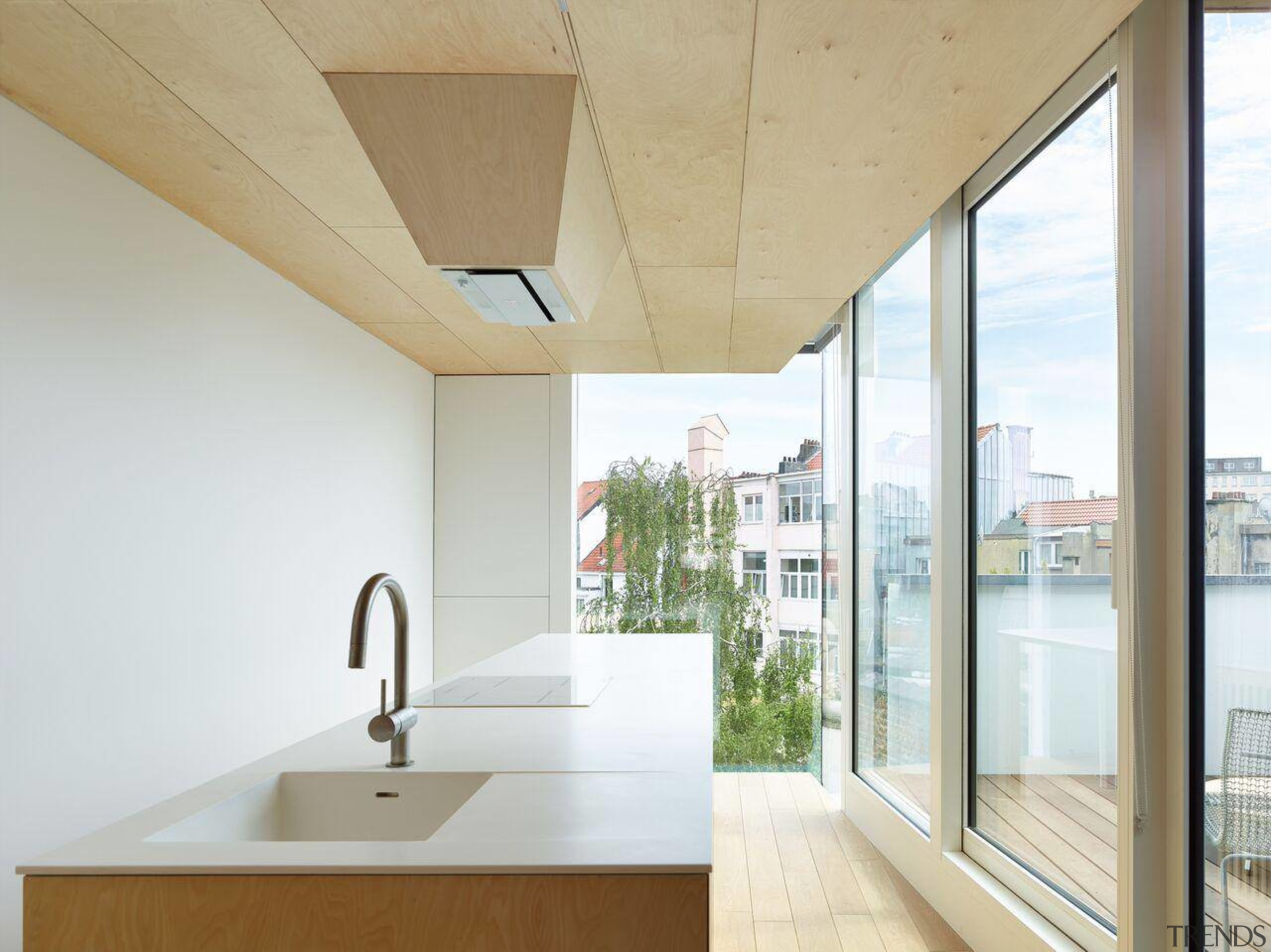 Large light filled upper kitchen - The Terraced architecture, ceiling, daylighting, home, house, interior design, real estate, window, white, orange