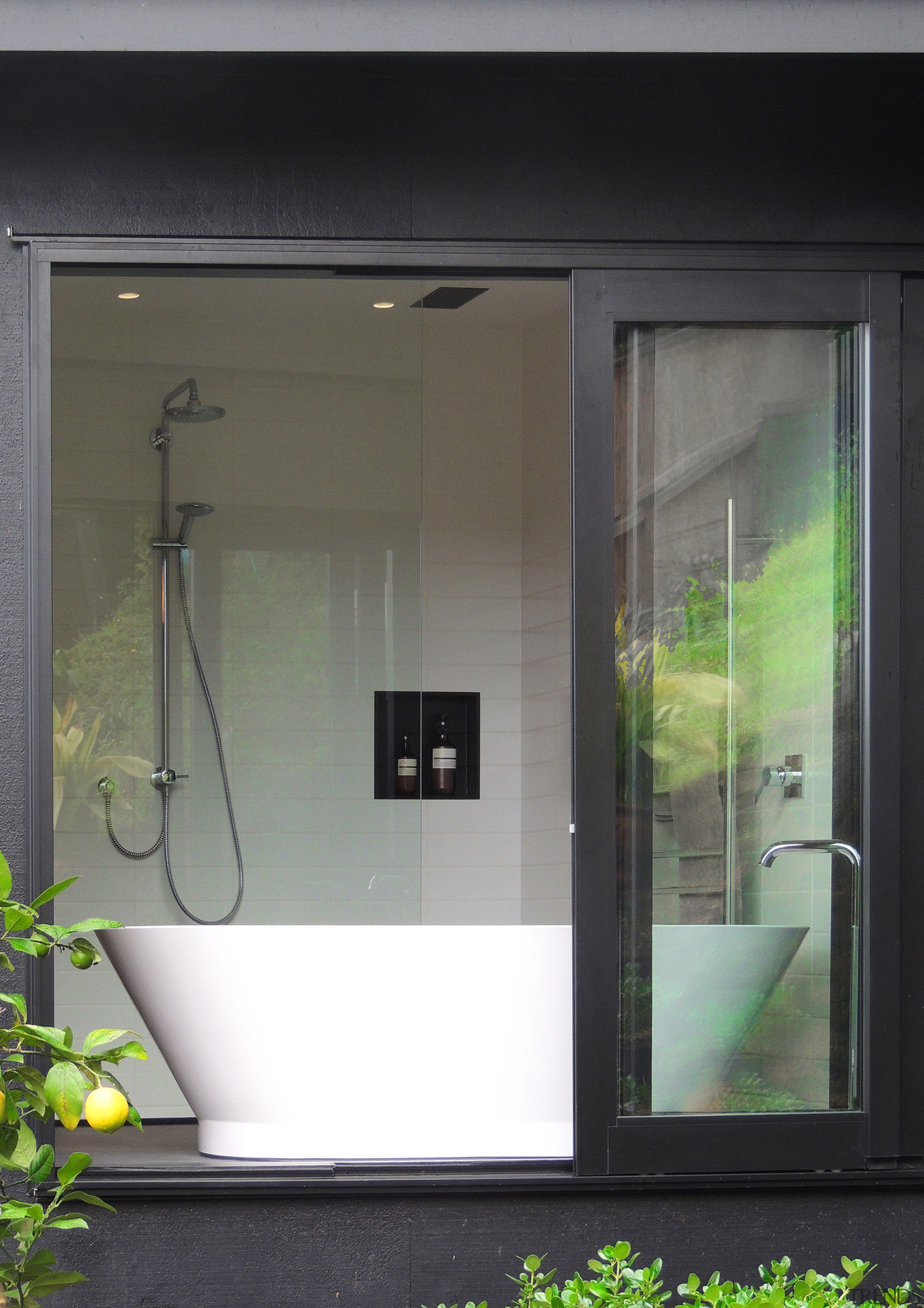 Room with a view – a private view architecture, door, glass, house, interior design, window, gray, black