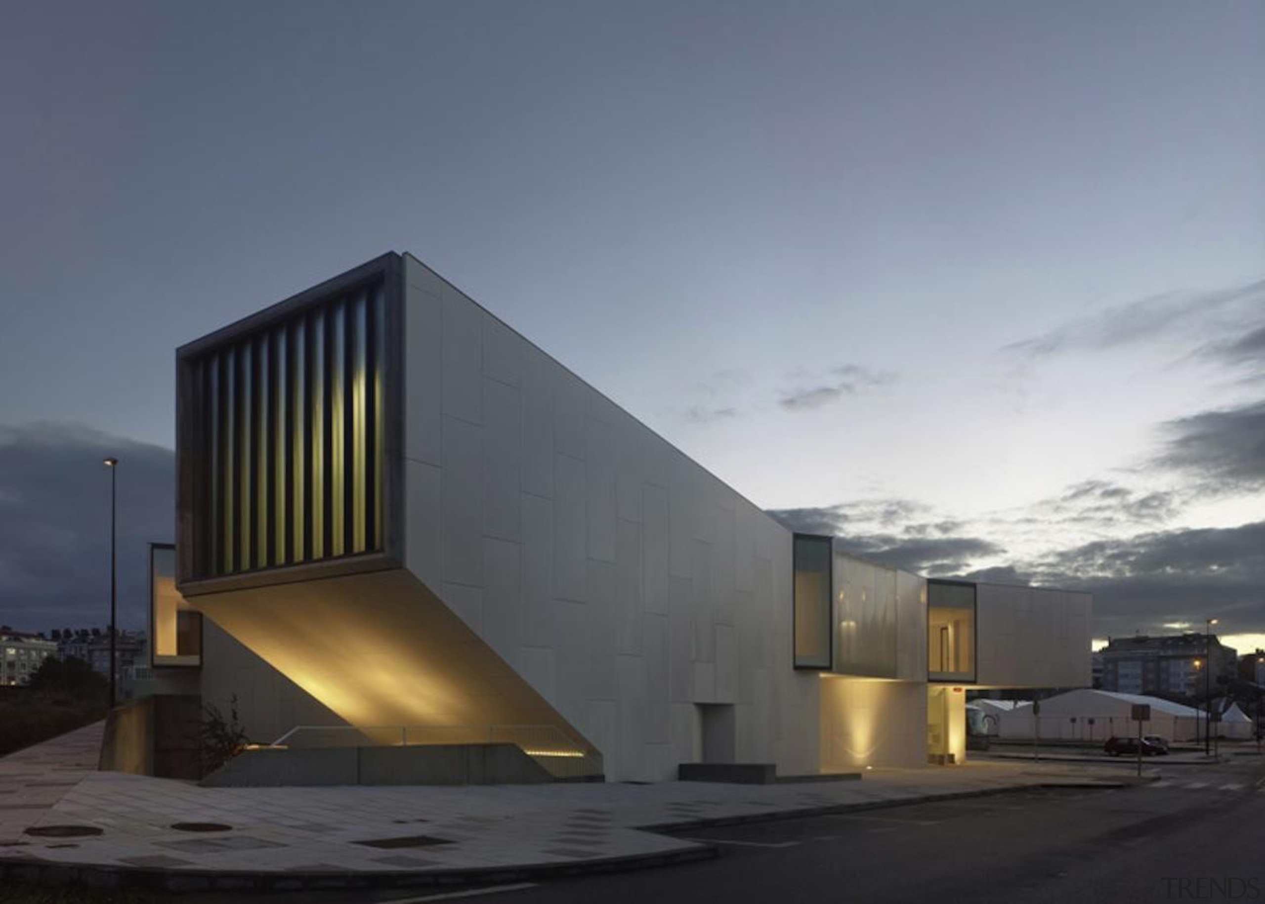 Library in Galicia, Spain - Library in Galicia, architecture, building, commercial building, corporate headquarters, facade, headquarters, house, property, sky, gray, black