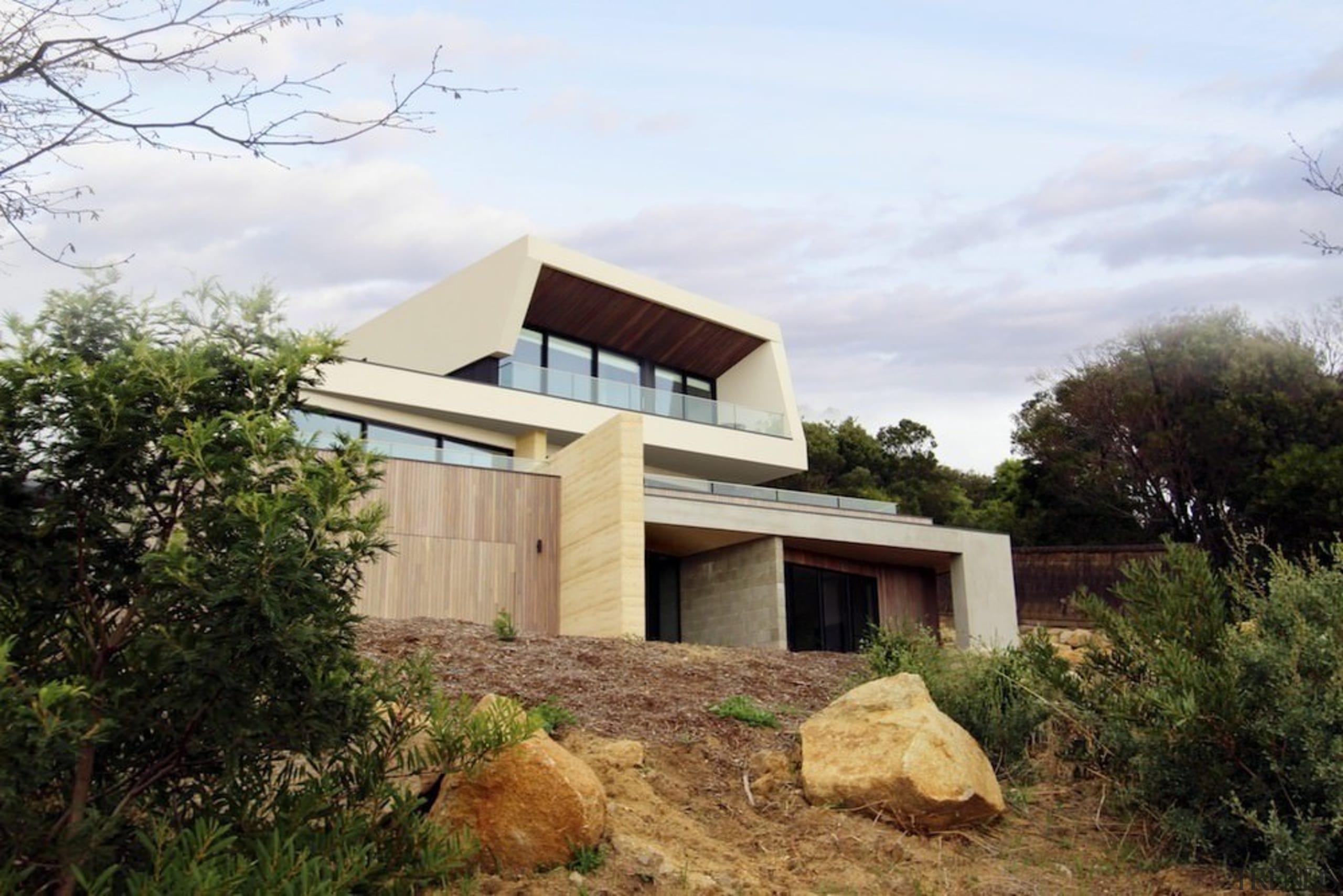 A view from the home down in the architecture, cottage, facade, home, house, property, real estate, roof, white, brown