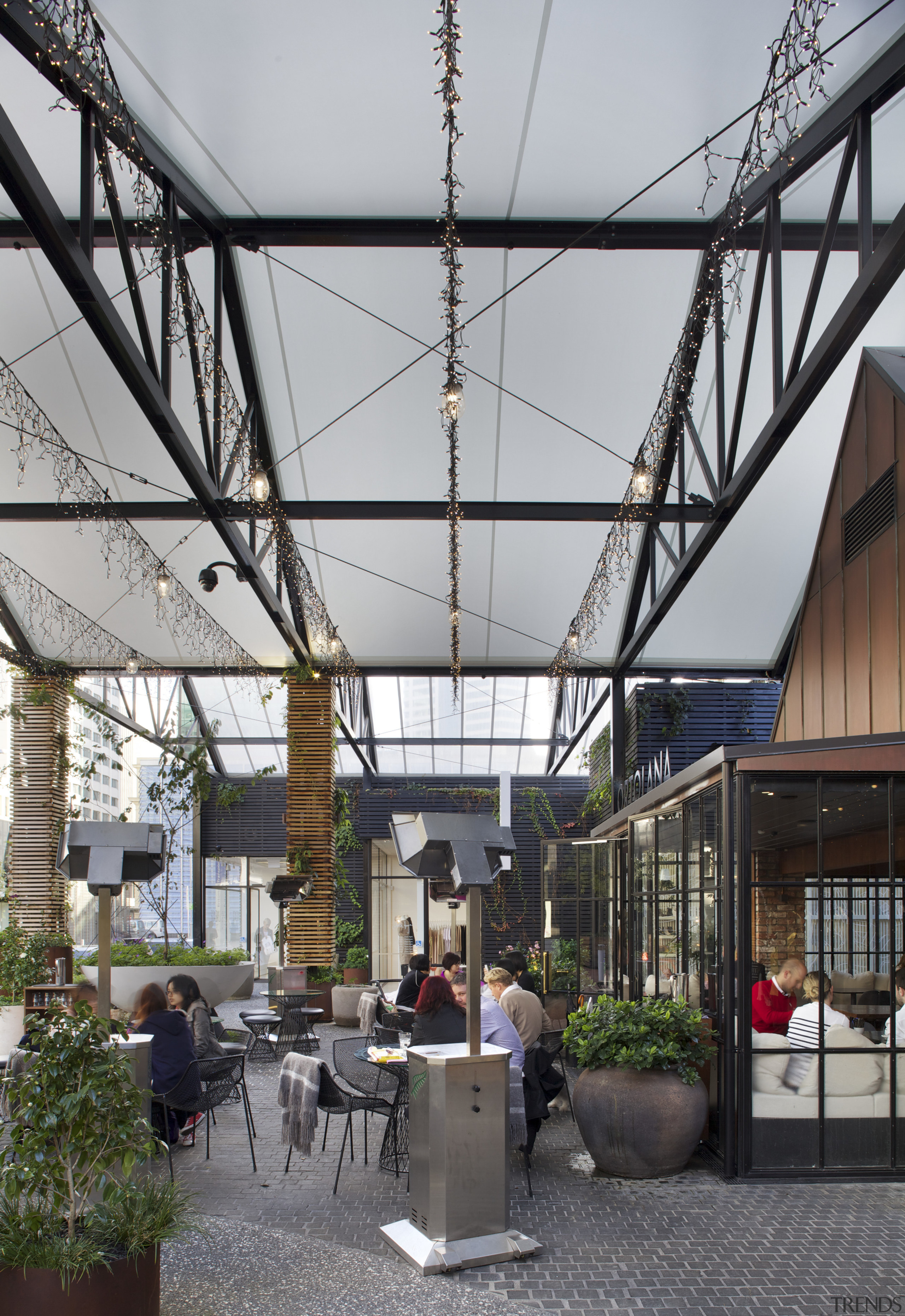 Quick turnaround  Britomart project by Bracewell Construction canopy, daylighting, mixed use, outdoor structure, roof, gray, black